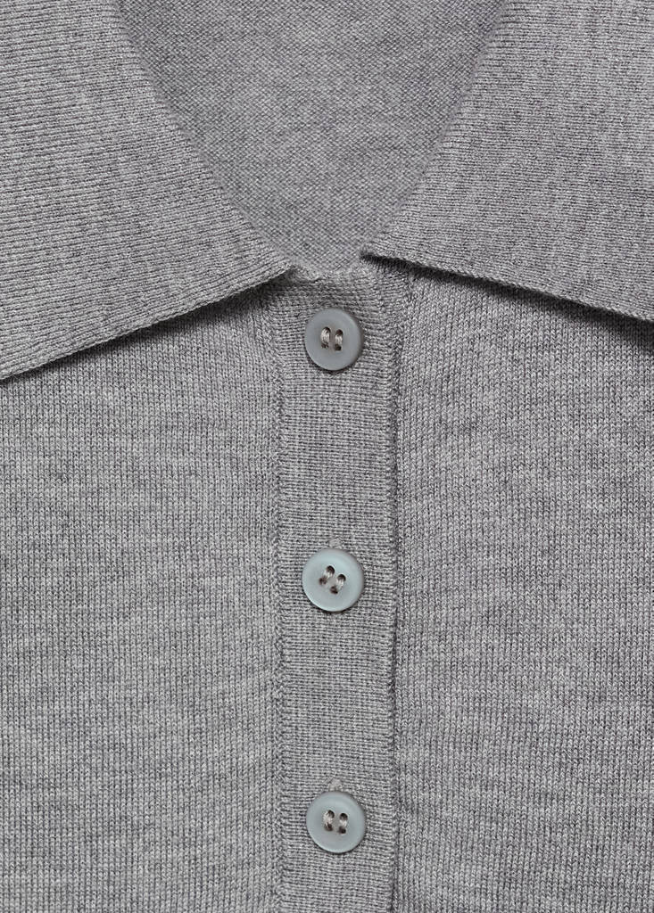 Fine-knit polo neck gilet — Medium Heather Grey