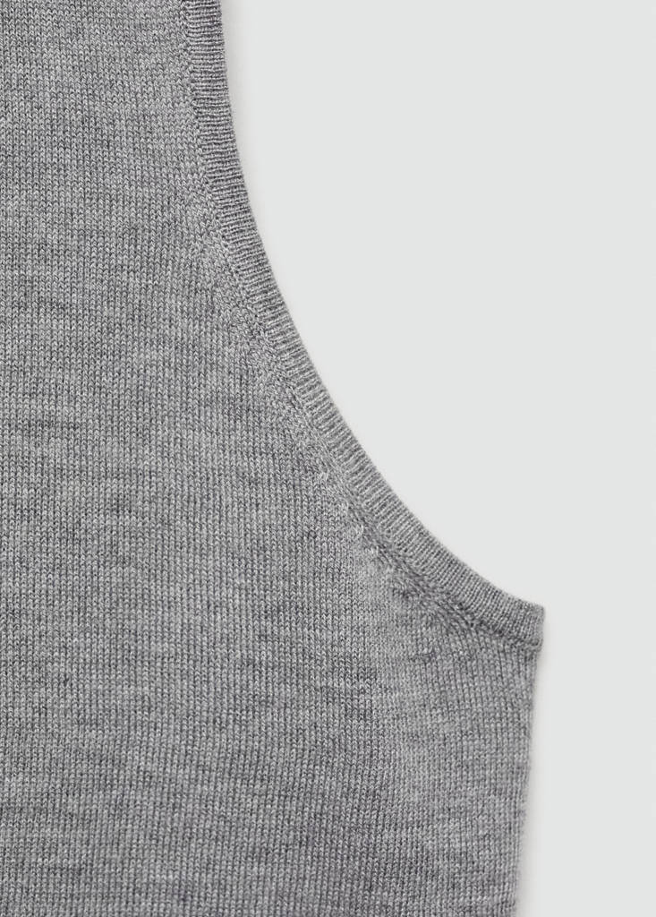 Fine-knit polo neck gilet — Medium Heather Grey
