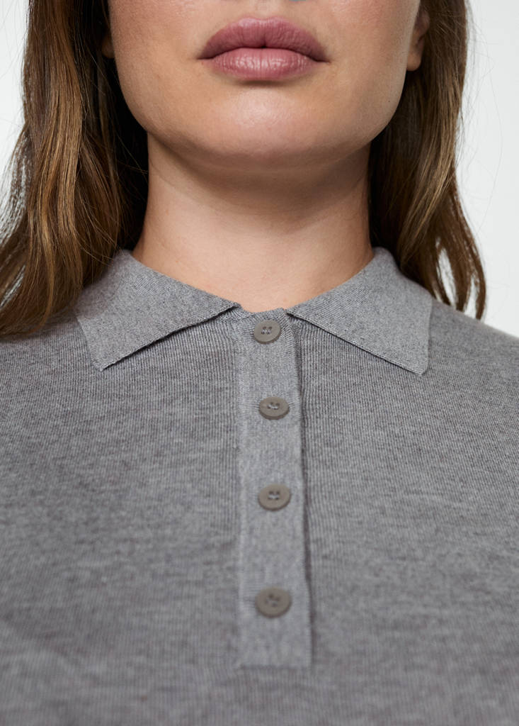 Fine-knit polo neck gilet — Medium Heather Grey