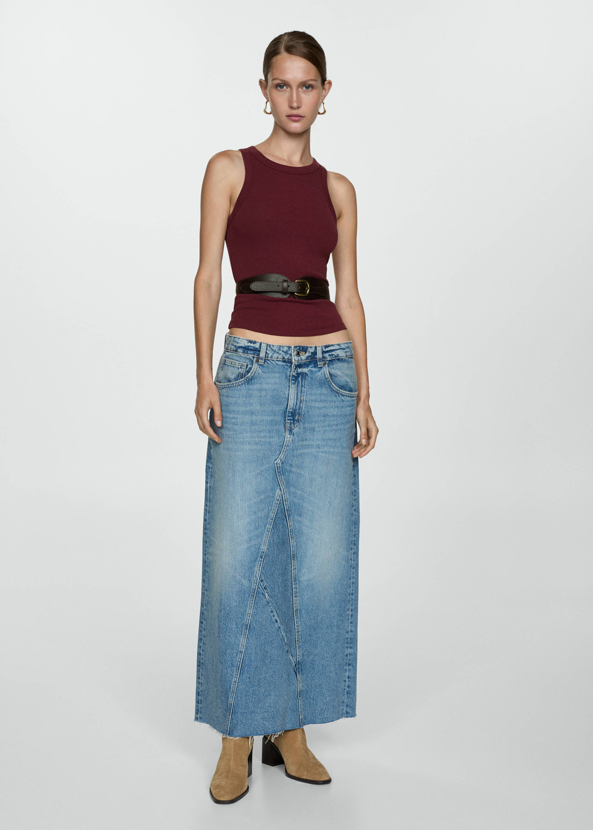 Ribbed cotton-blend top - General plane