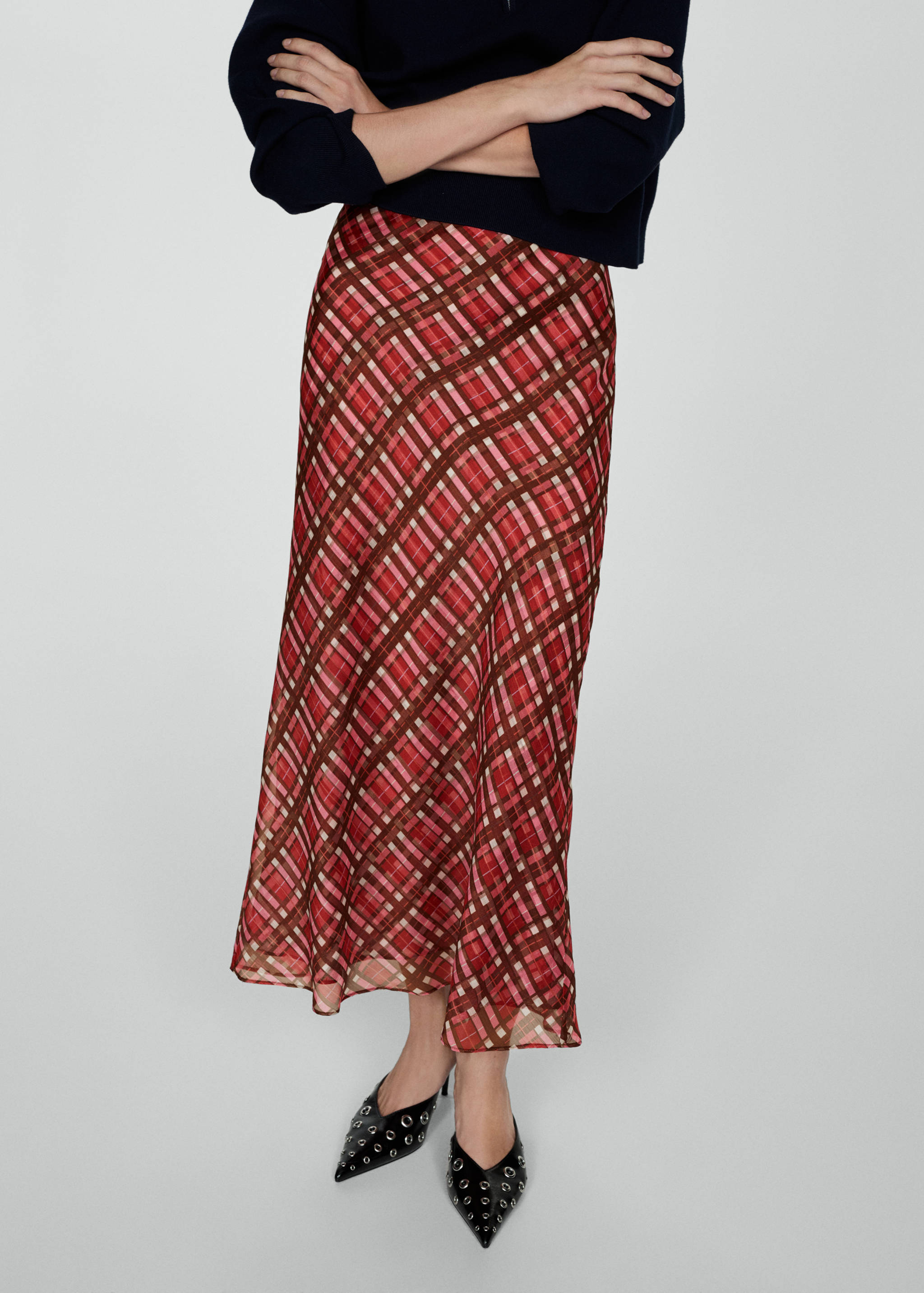Checked long skirt - Medium plane