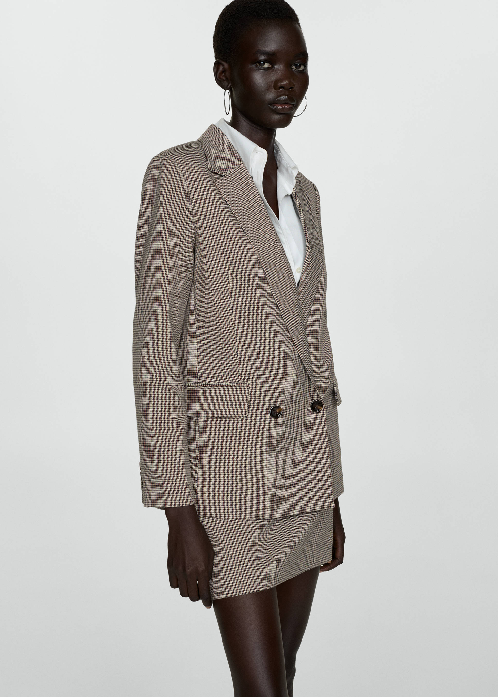 Double-breasted micro-houndstooth jacket - Medium plane