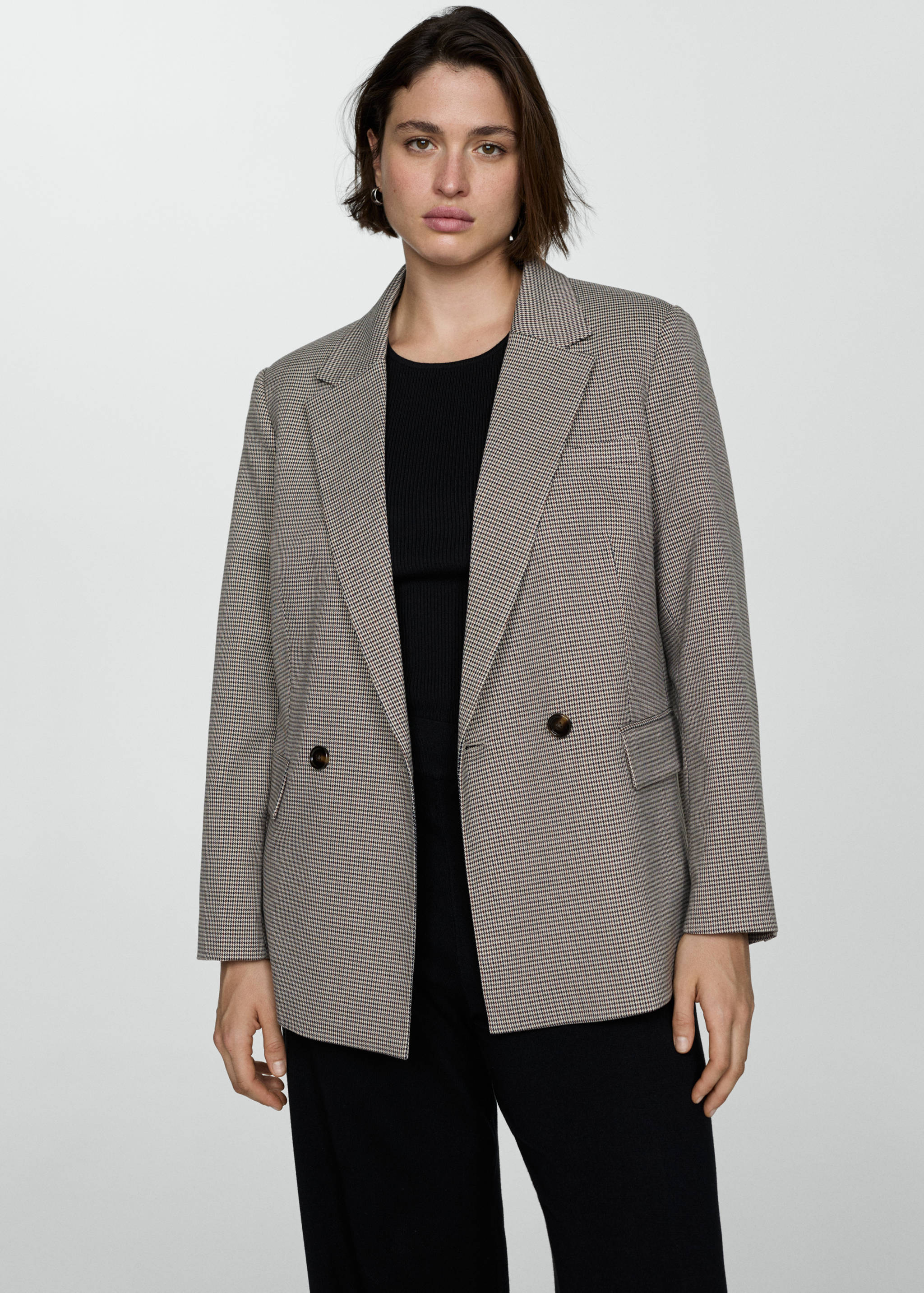 Double-breasted micro-houndstooth jacket - Details of the article 5