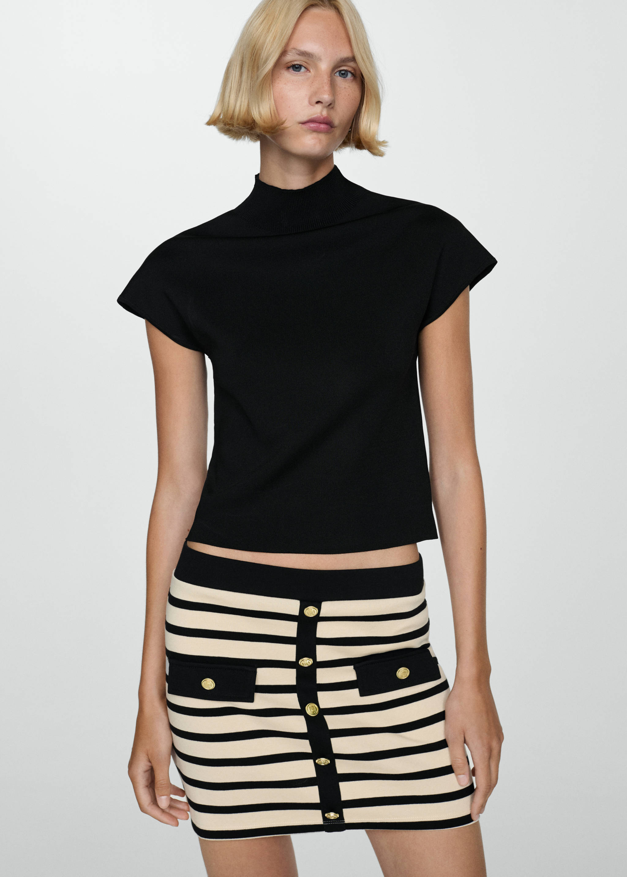 Buttoned knit skirt - Medium plane