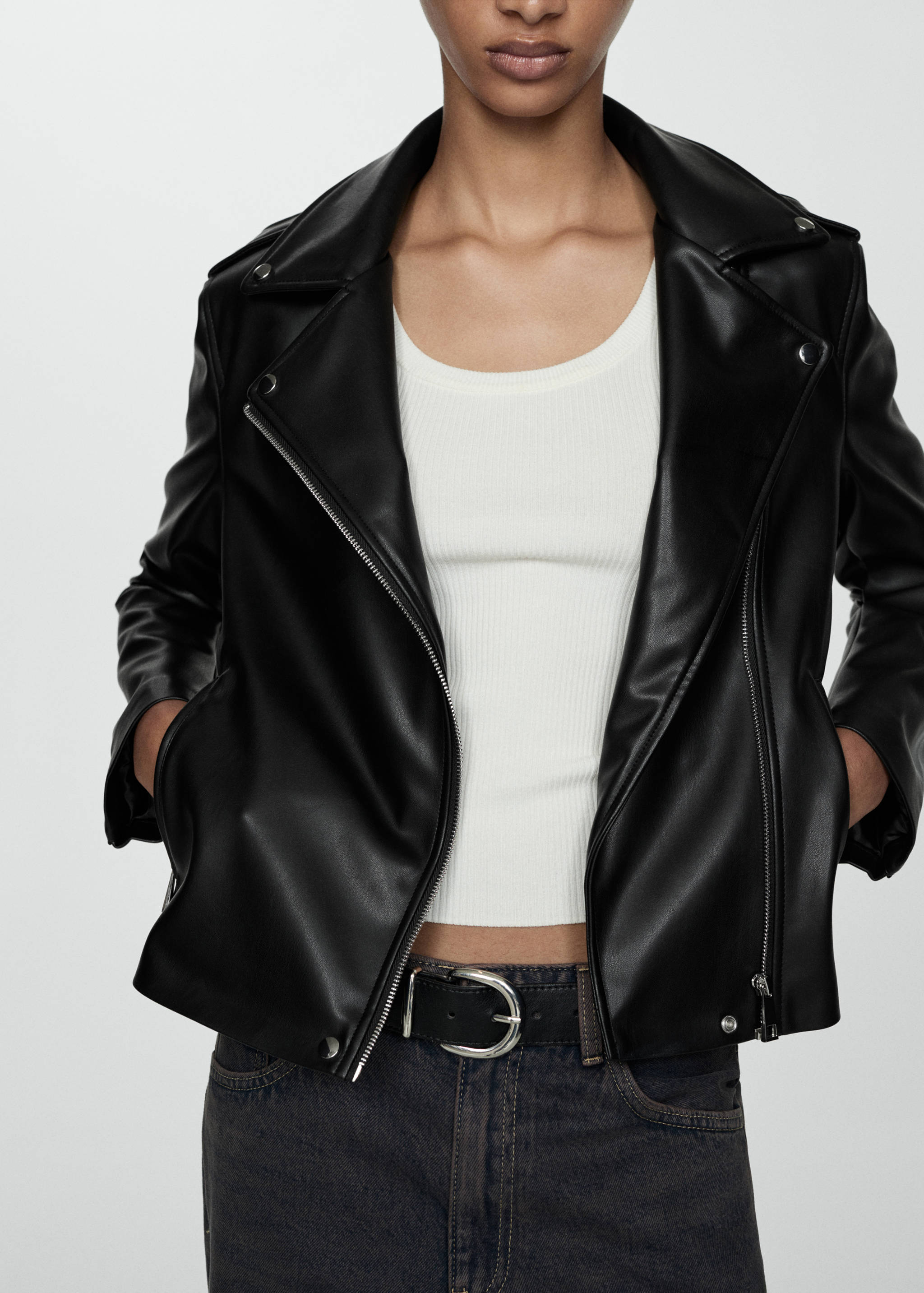 Faux-leather biker jacket - Medium plane