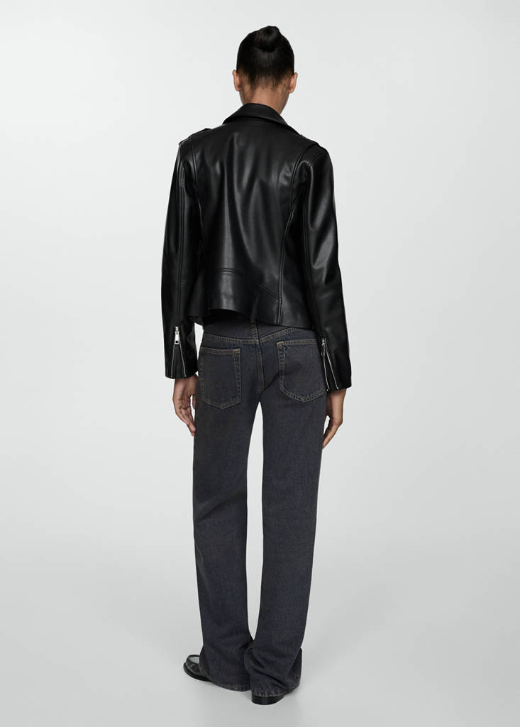Faux-leather biker jacket — Black