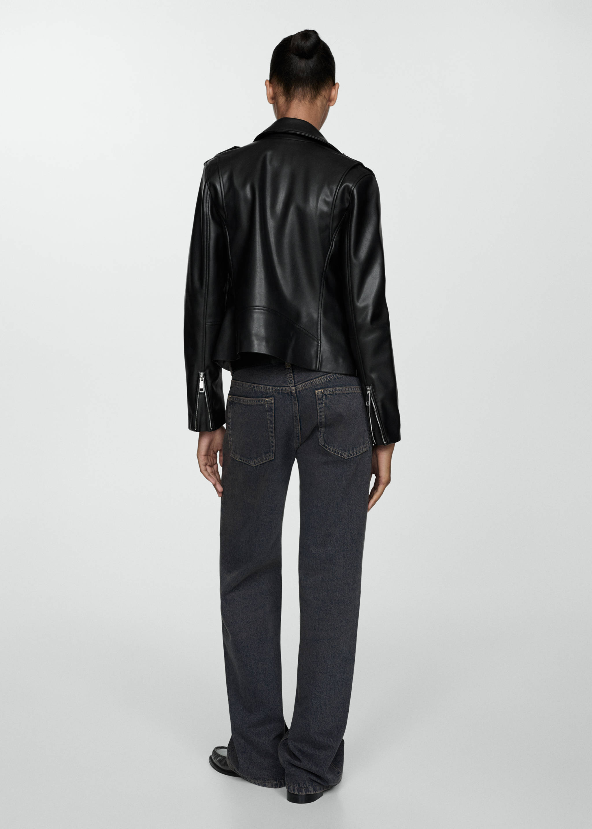 Faux-leather biker jacket - Reverse of the article