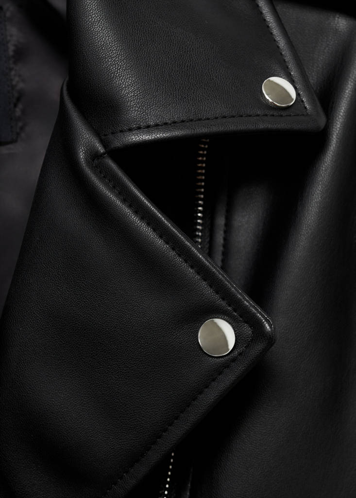Faux-leather biker jacket — Black