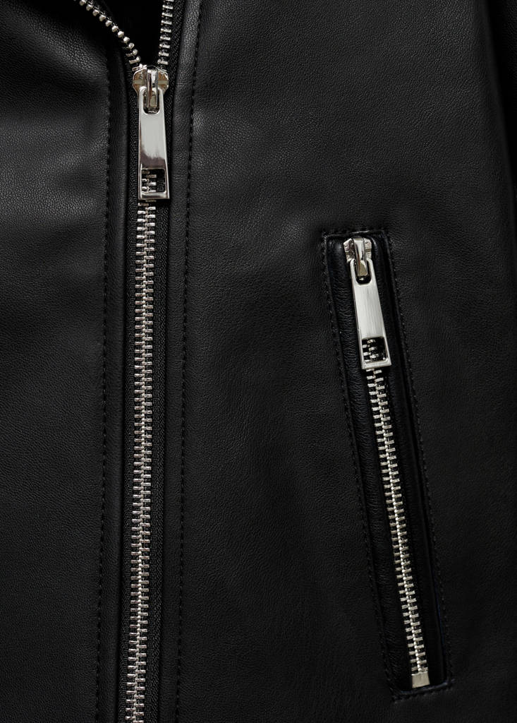 Faux-leather biker jacket — Black
