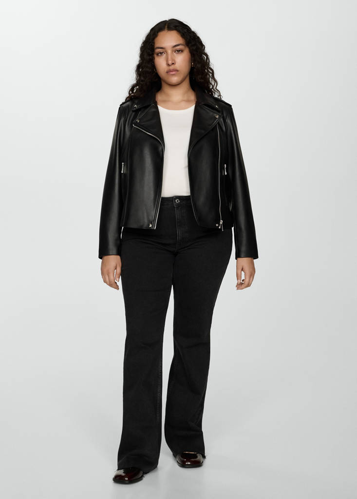 Faux-leather biker jacket — Black