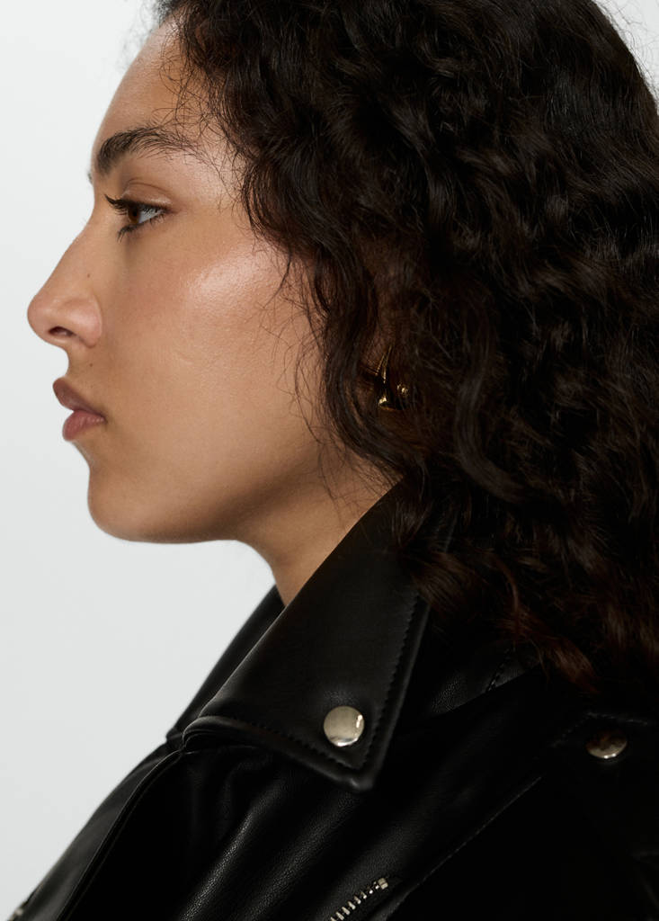 Faux-leather biker jacket — Black