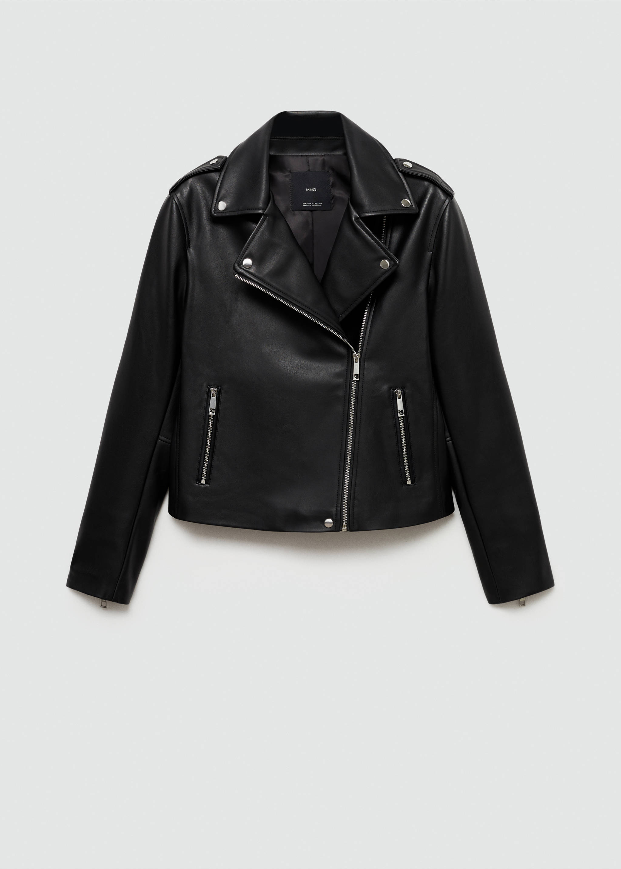 Cazadora biker efecto piel - Artículo sin modelo, Negro. Ref: 77064057-00.