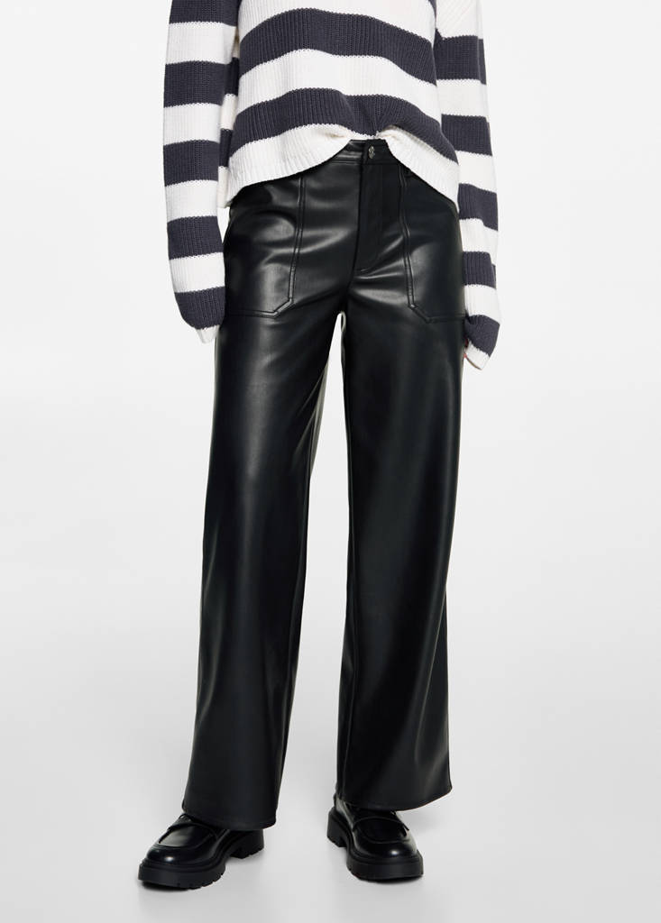 Faux-leather trousers — Black