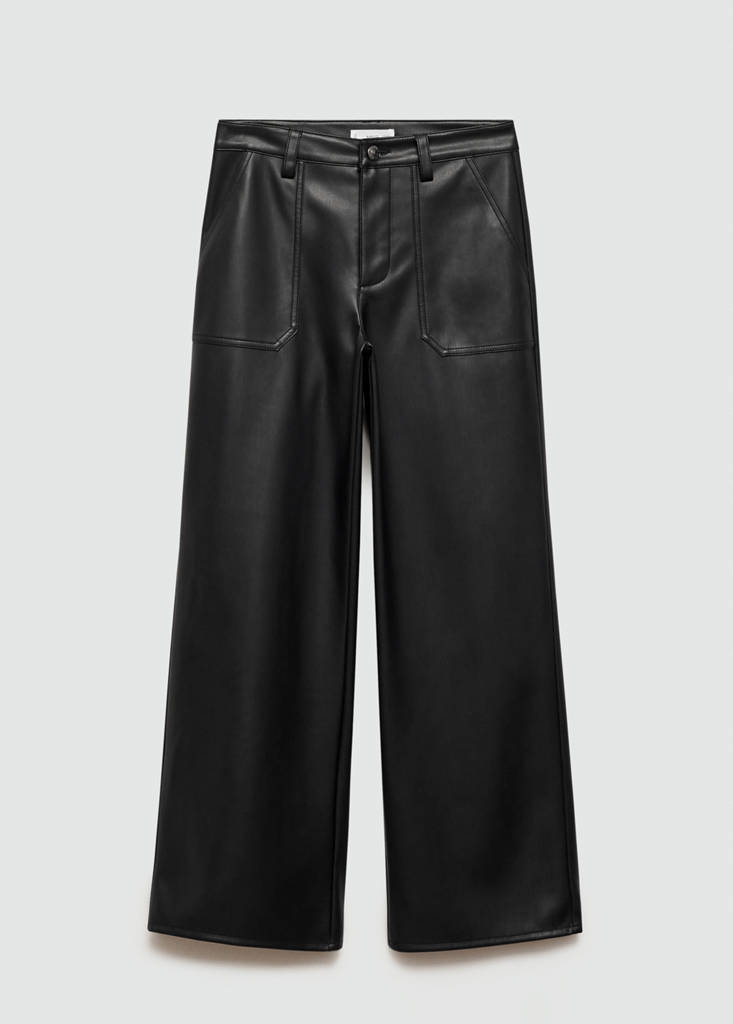 Faux-leather trousers — Black