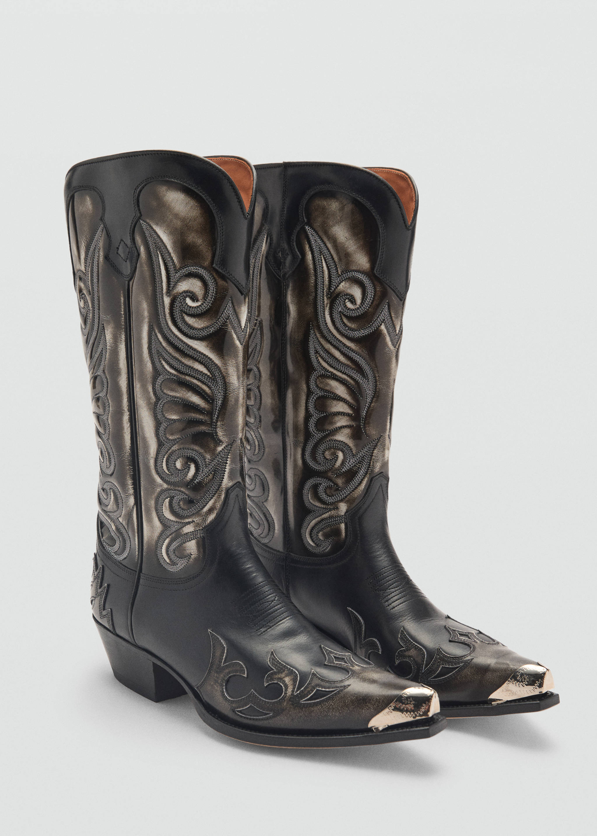 Two-tone leather cowboy boots - Medium plane