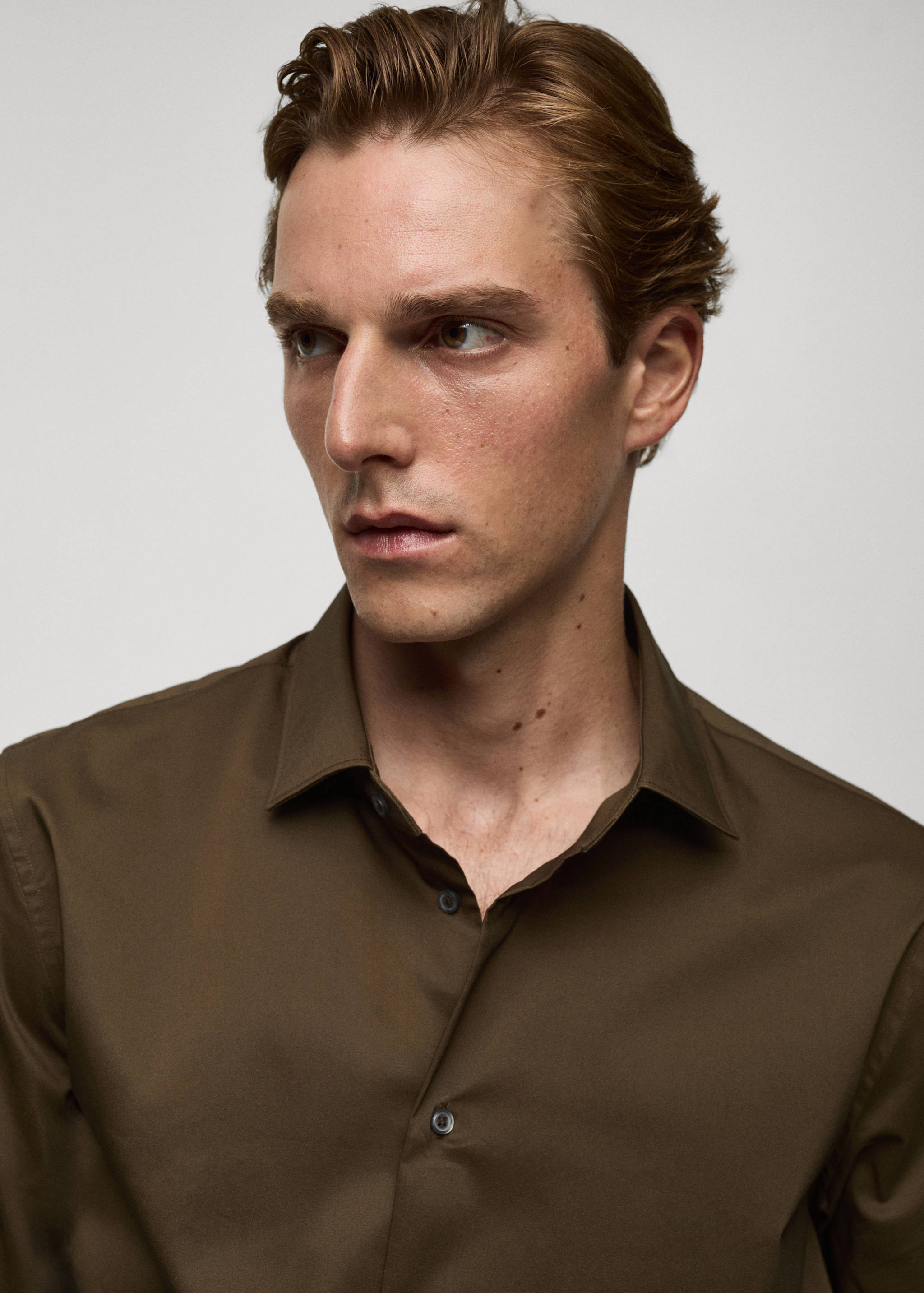 Regular-fit stretch cotton shirt - Details of the article 1
