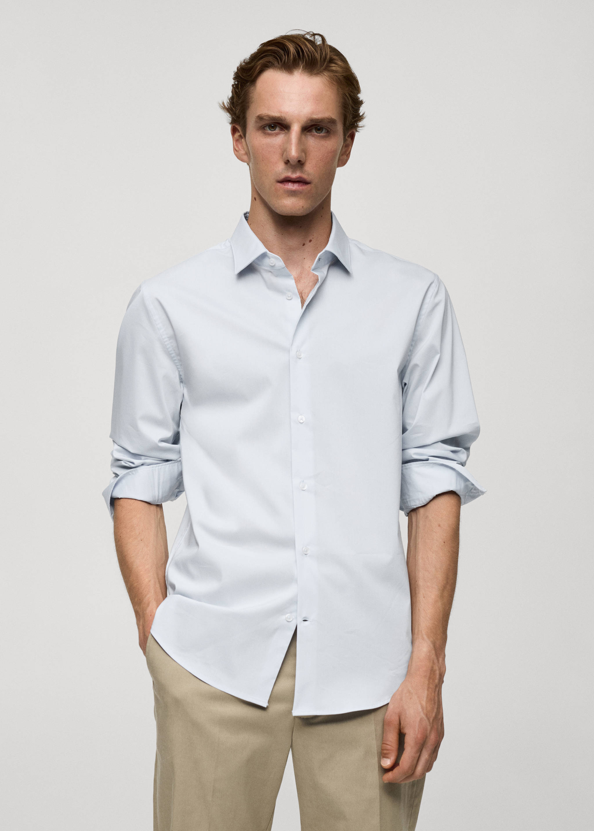 Regular-fit stretch cotton shirt - Medium plane
