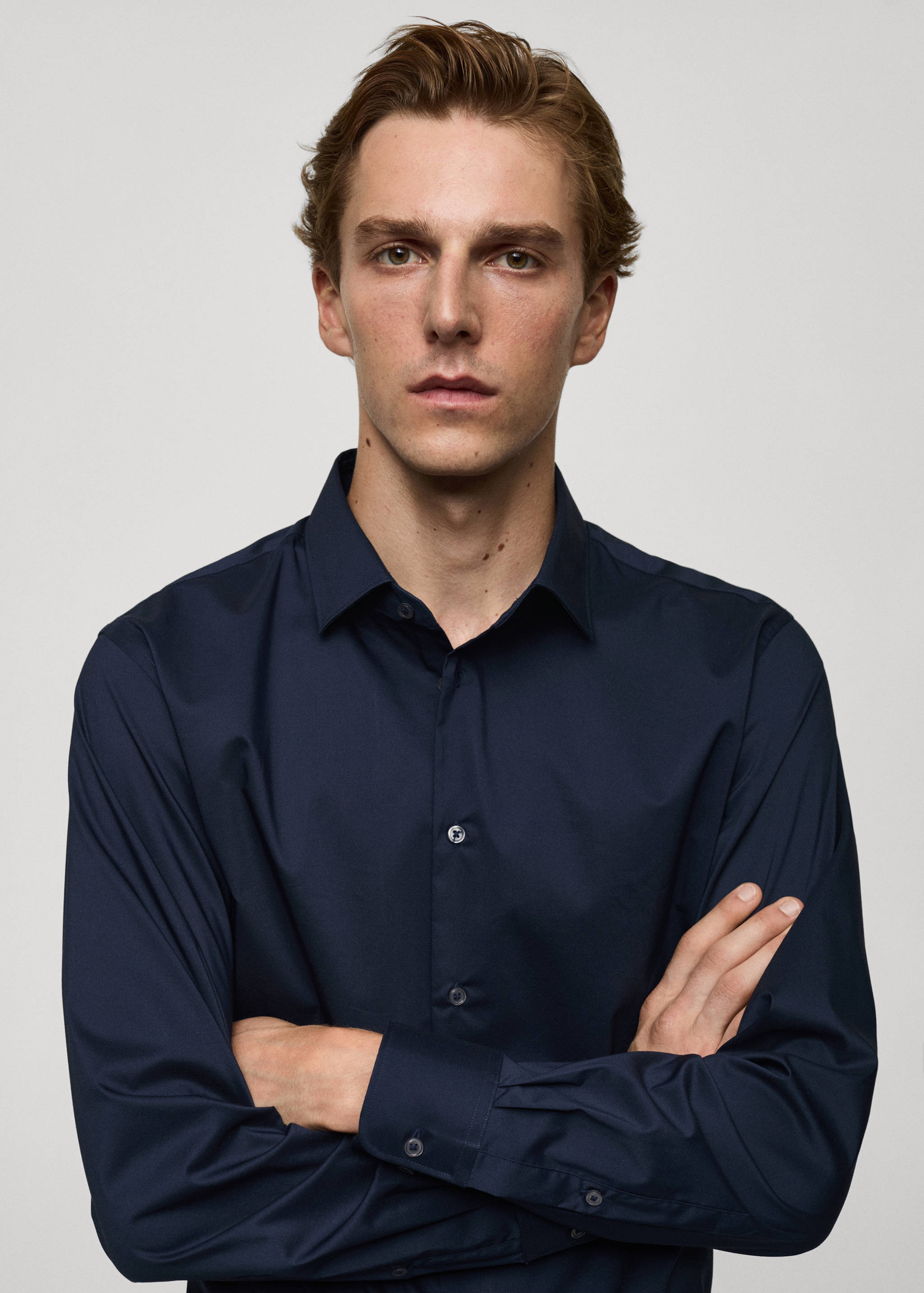 Regular-fit stretch cotton shirt - Details of the article 1