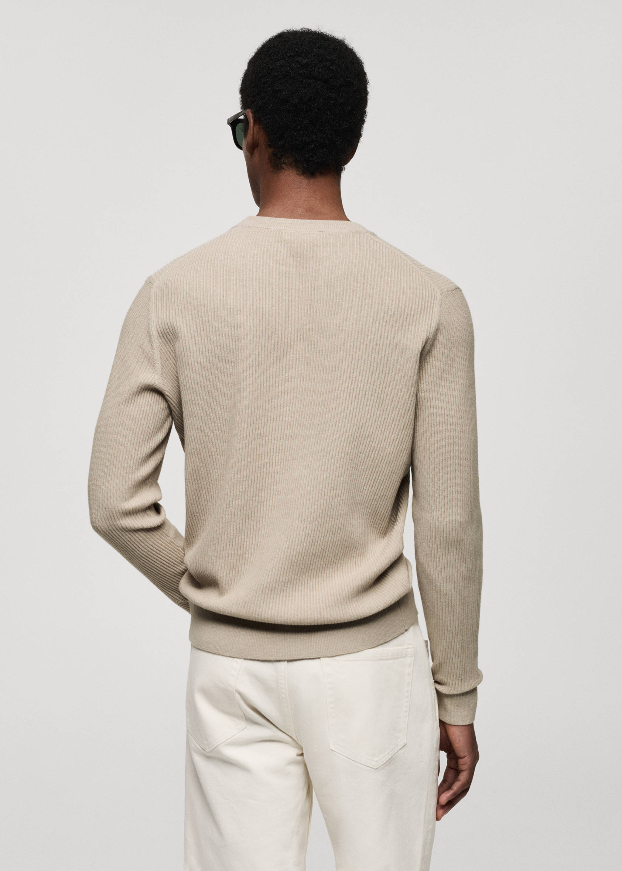 Ribbed cotton knitted sweater - Reverse of the article
