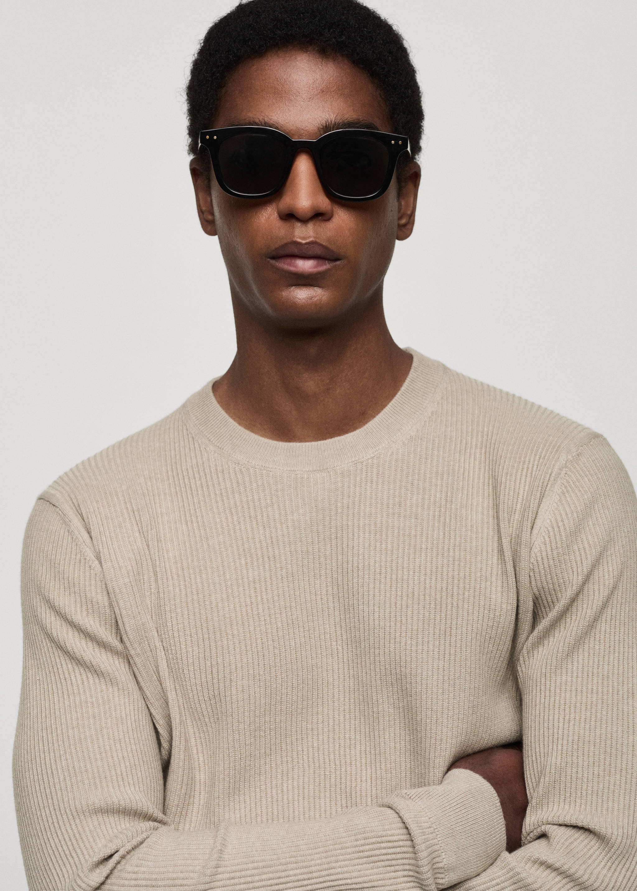 Ribbed cotton knitted sweater - Details of the article 1