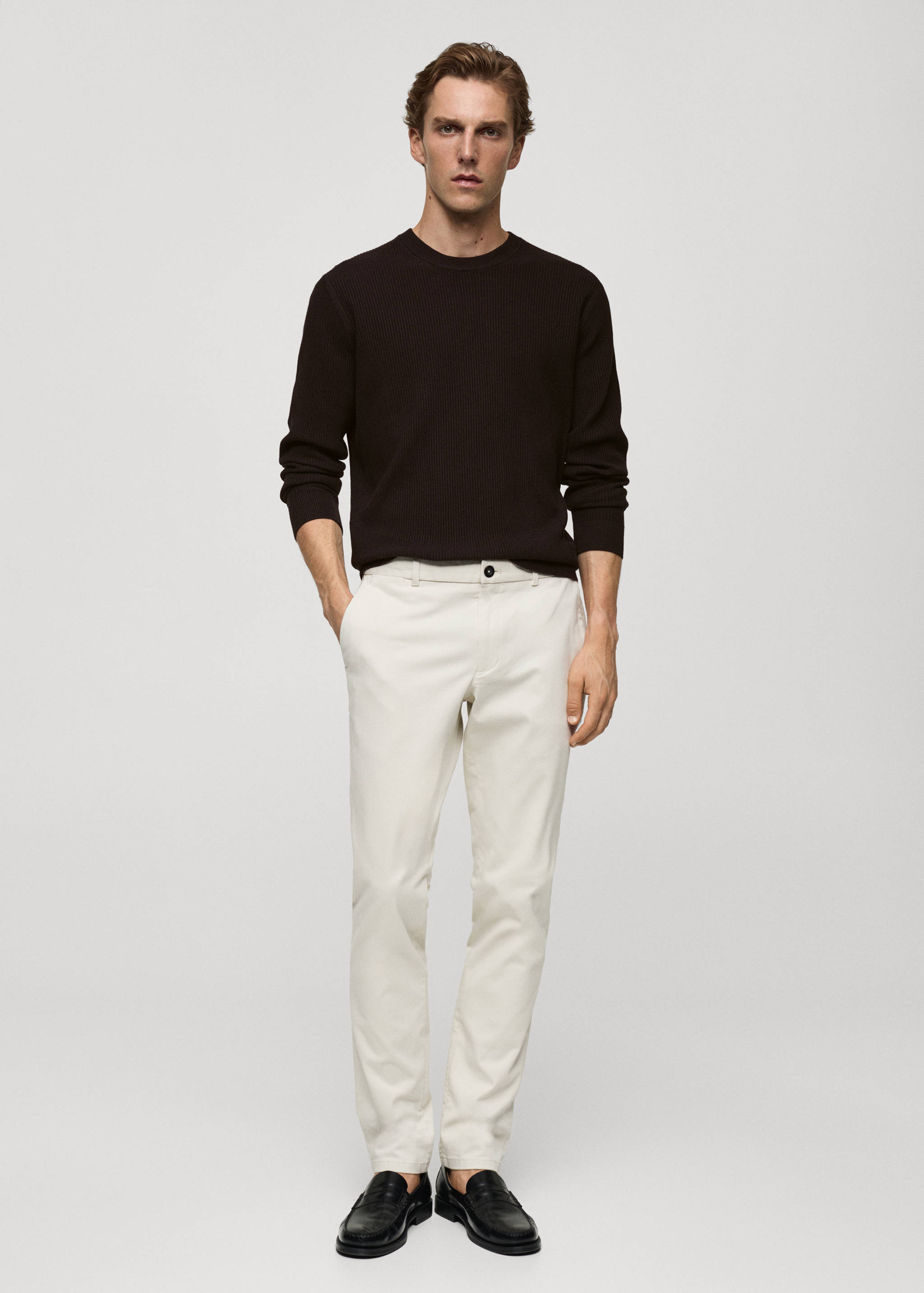 Ribbed cotton knitted sweater - General plane