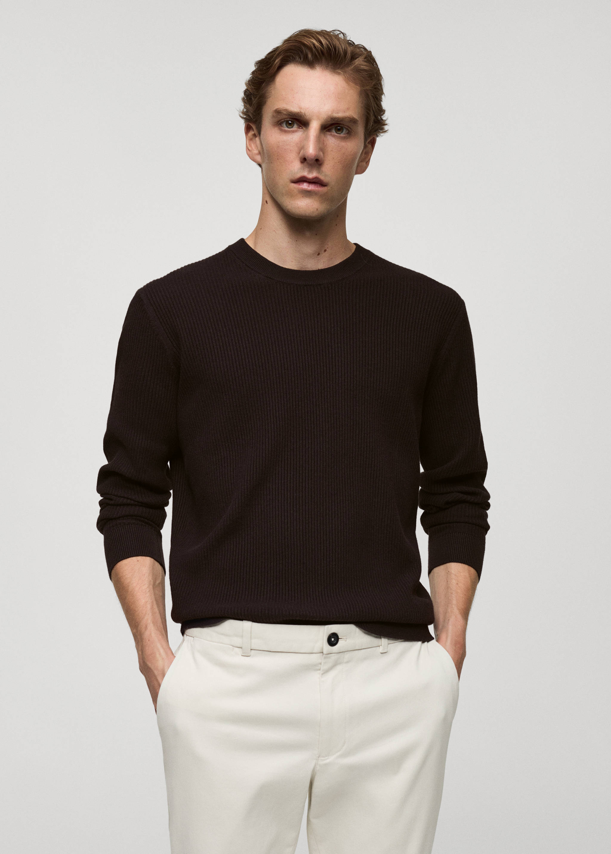 Ribbed cotton knitted sweater - Medium plane