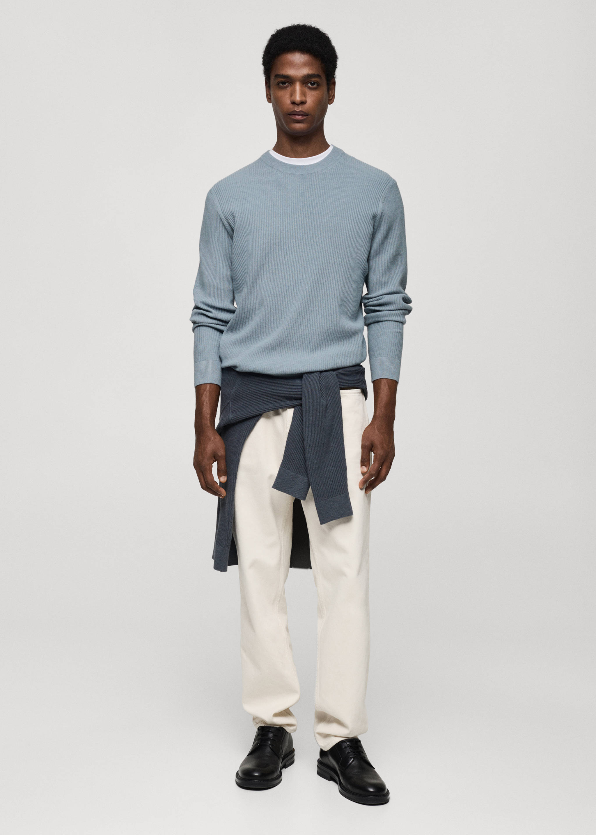 Ribbed cotton knitted sweater - General plane