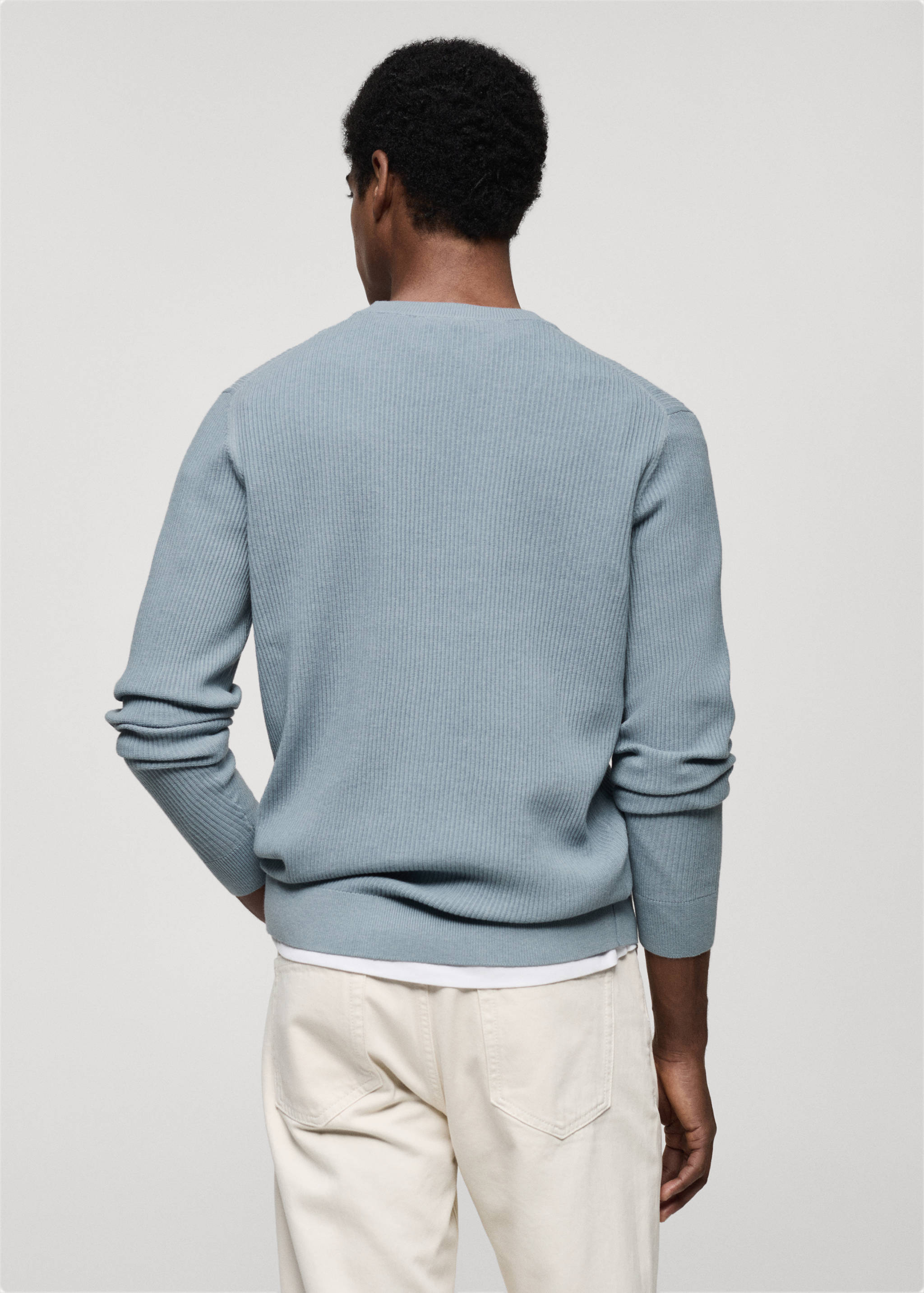 Ribbed cotton knitted sweater - Reverse of the article
