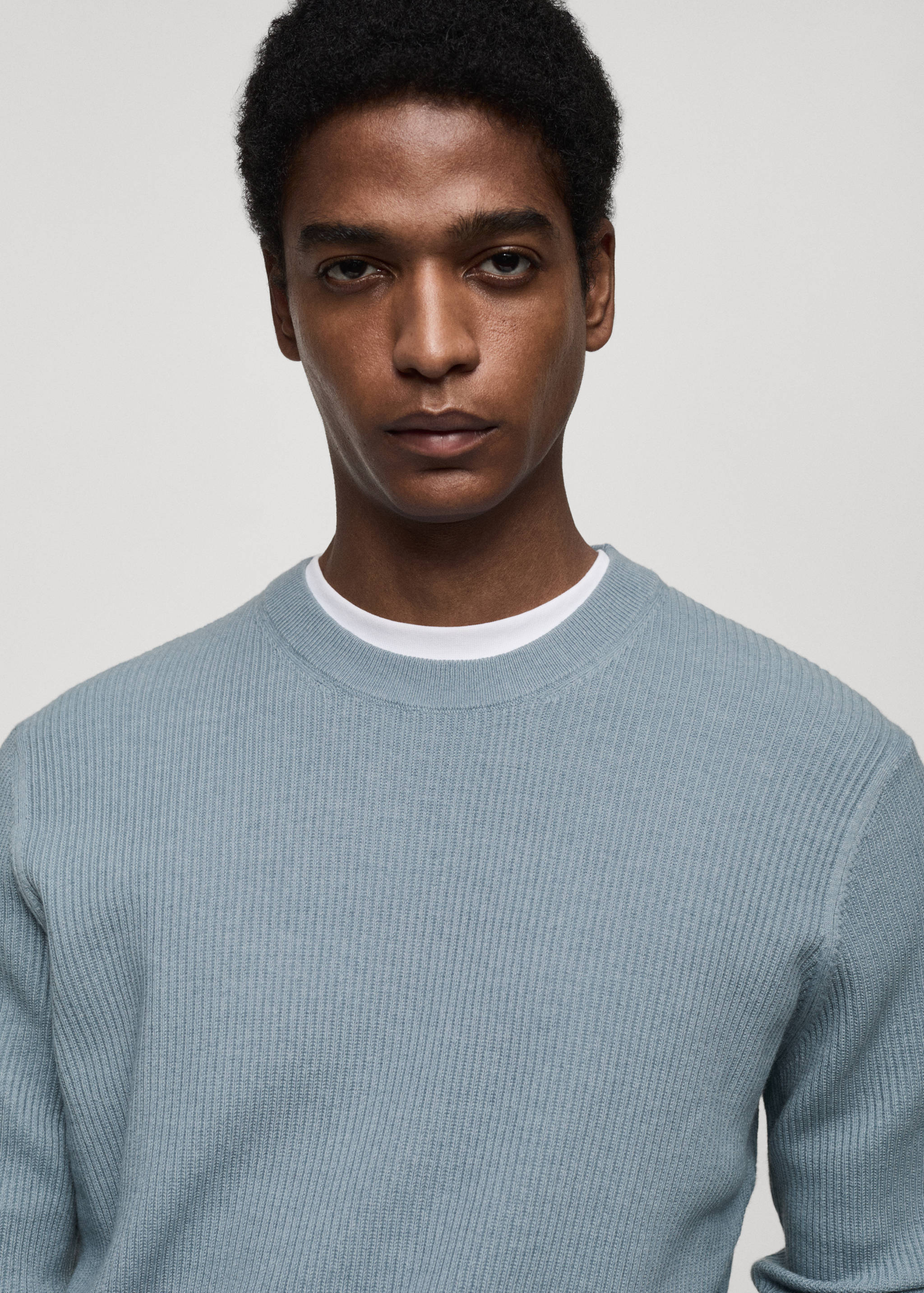 Ribbed cotton knitted sweater - Details of the article 1
