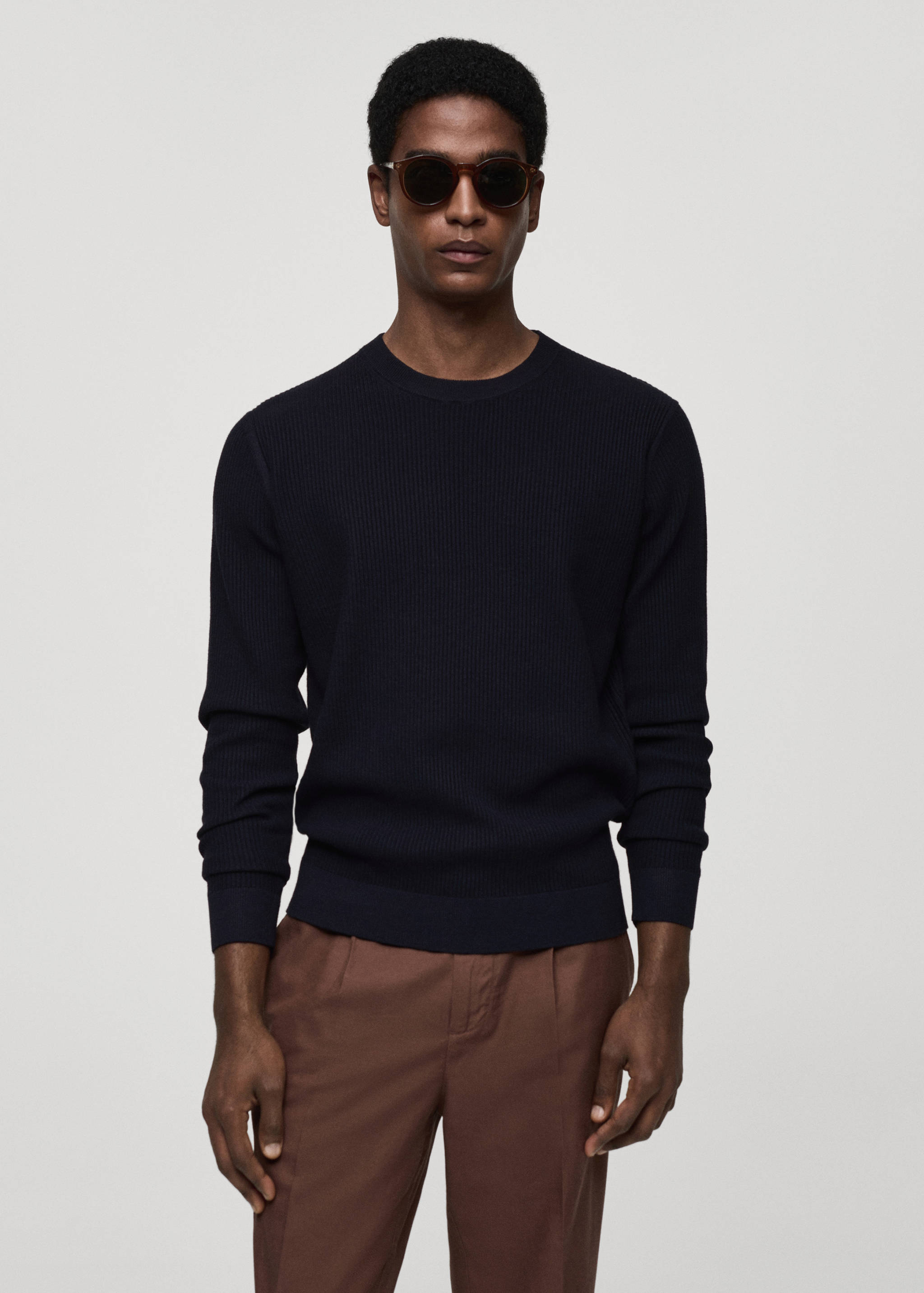 Ribbed cotton knitted sweater - Medium plane