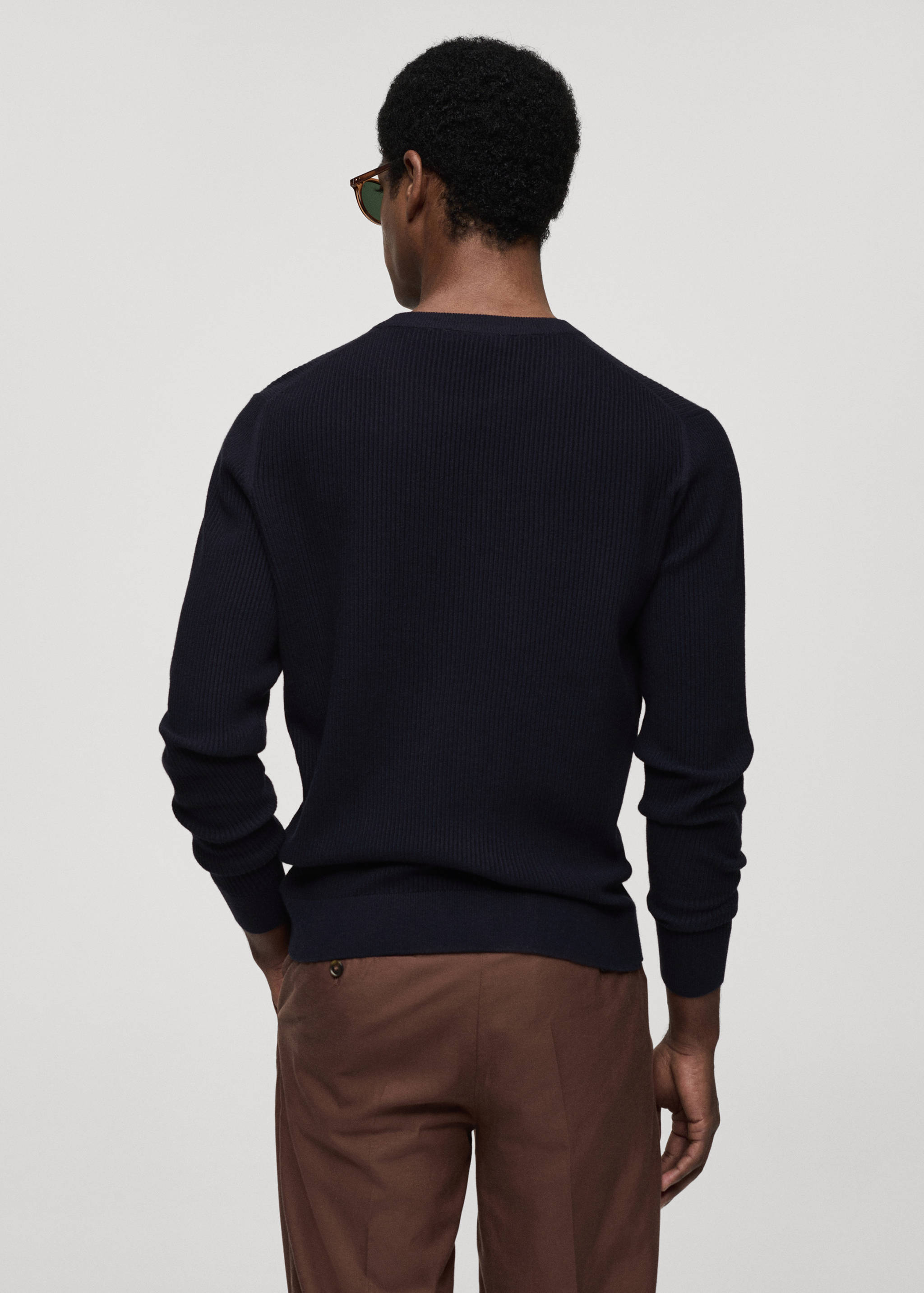 Ribbed cotton knitted sweater - Reverse of the article