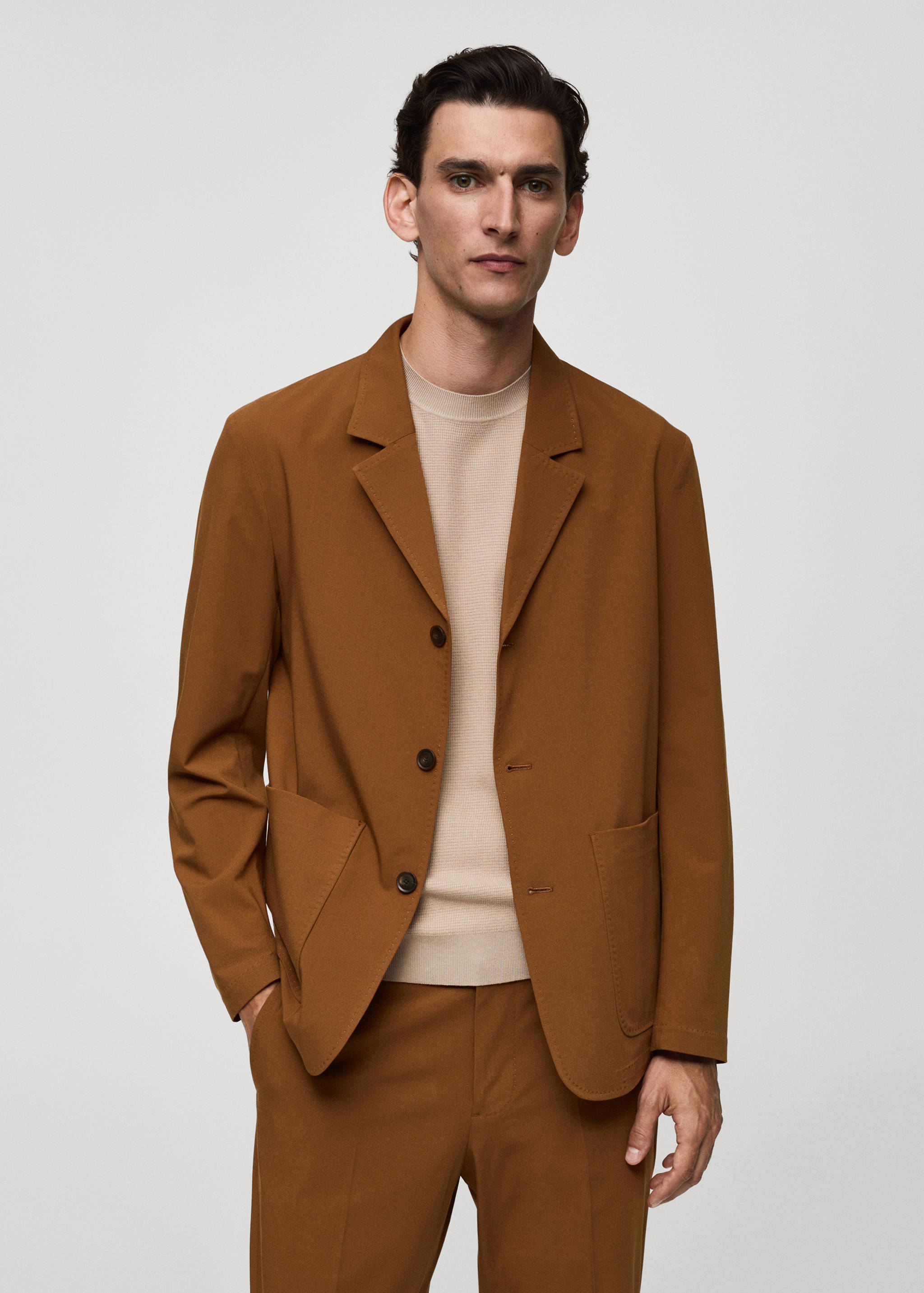 Slim-fit suit jacket with pockets - Medium plane