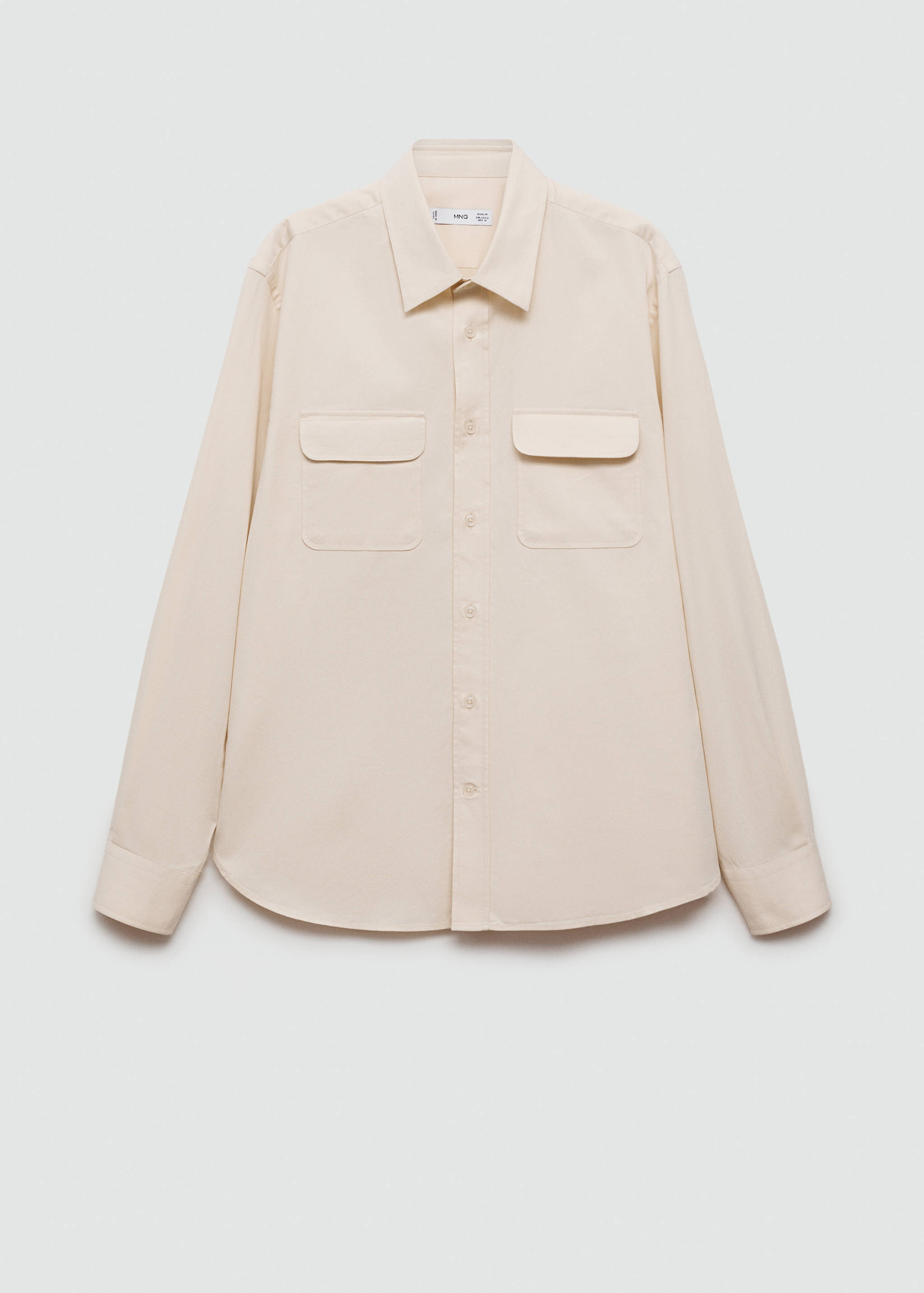 斜纹棉质口袋外套衬衫 - null