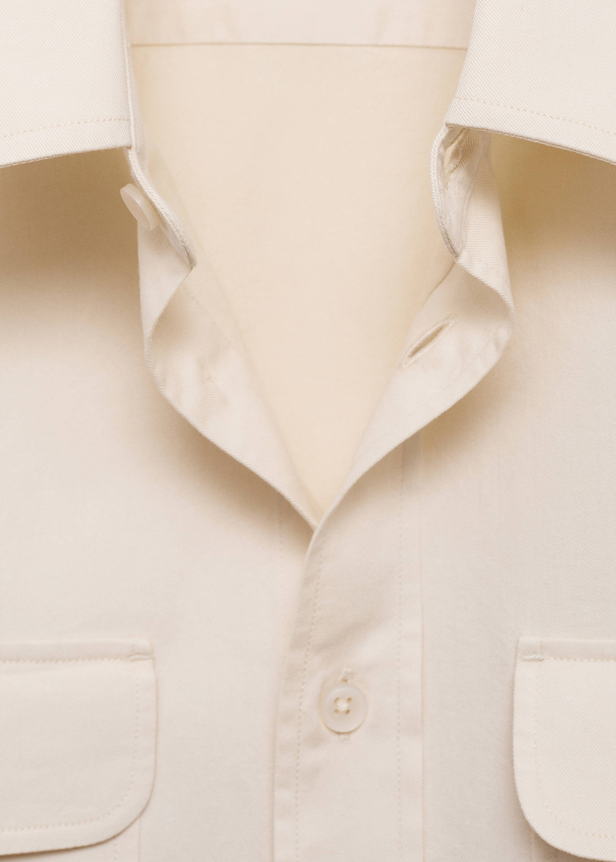 斜纹棉质口袋外套衬衫 - null