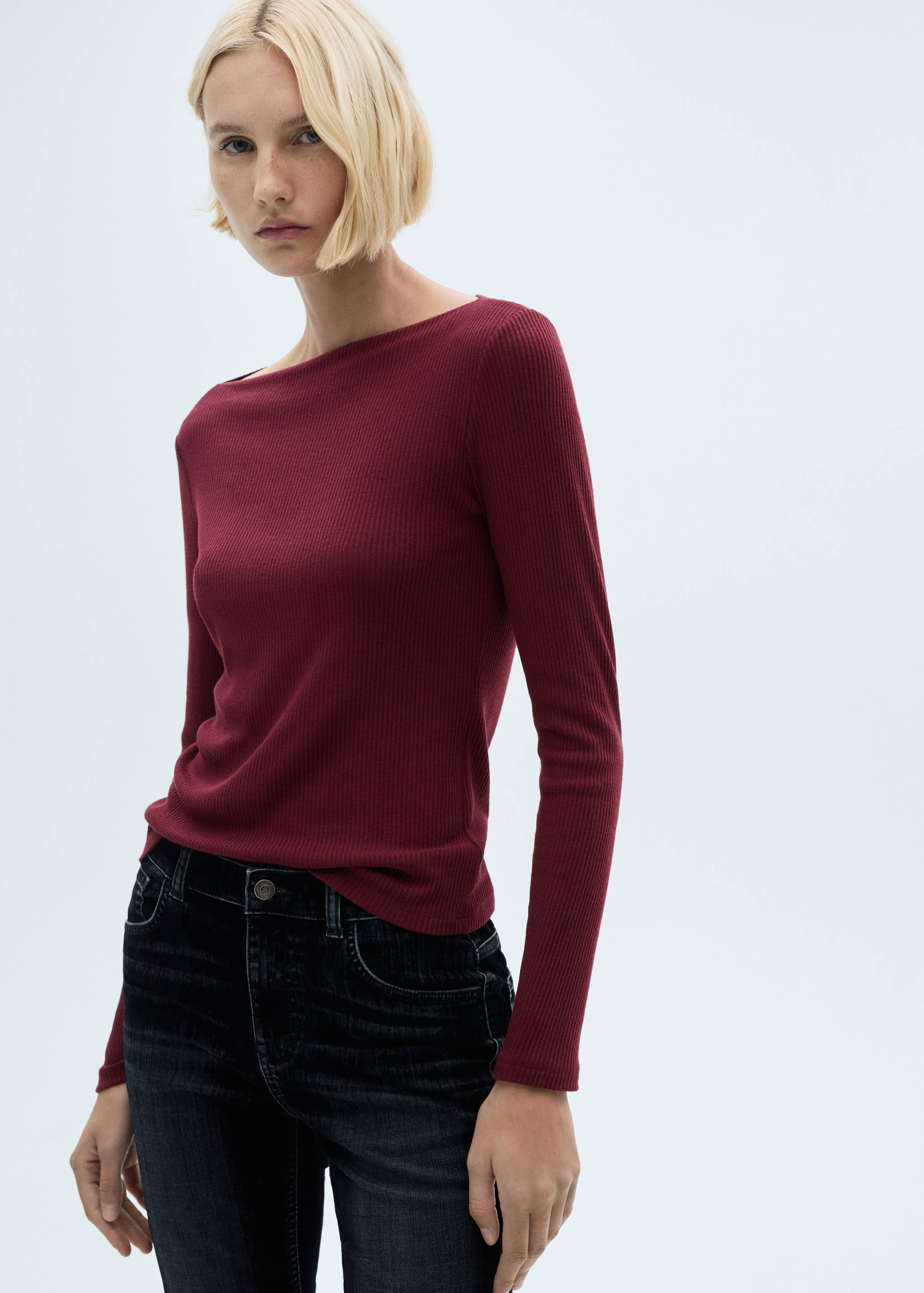 Camiseta punto manga larga - Plano medio