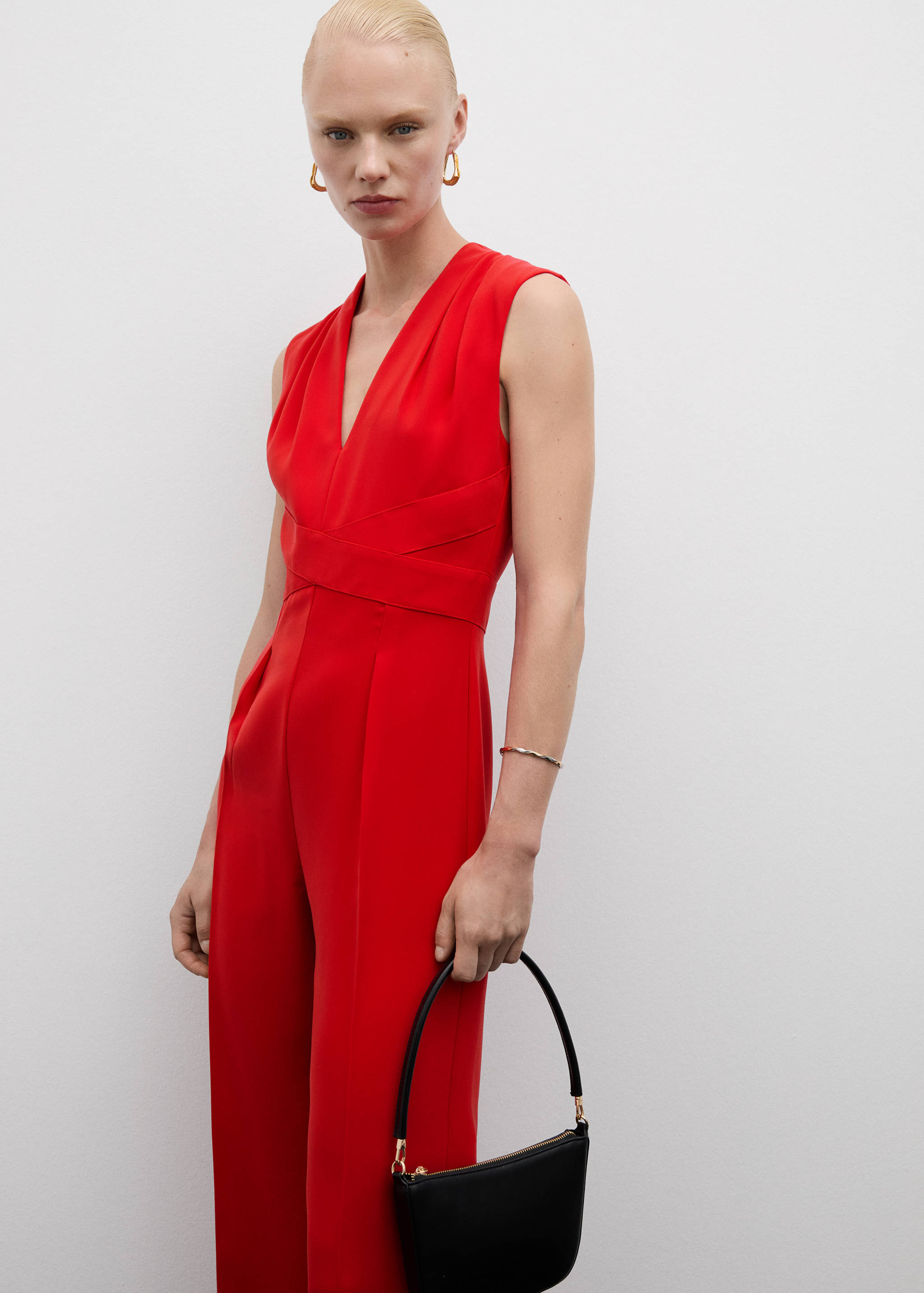 Long jumpsuit with crossover detail - Medium plane