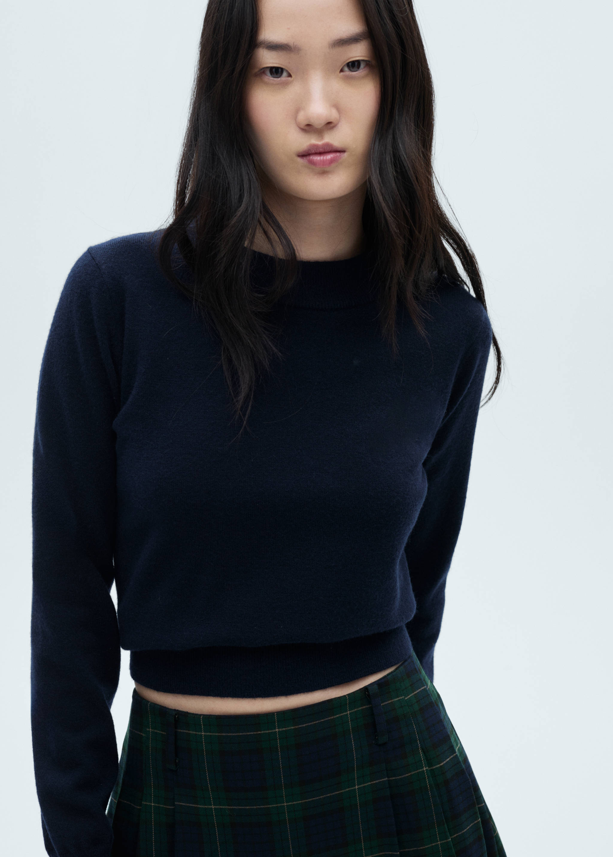 细条纹褶皱裙 - null