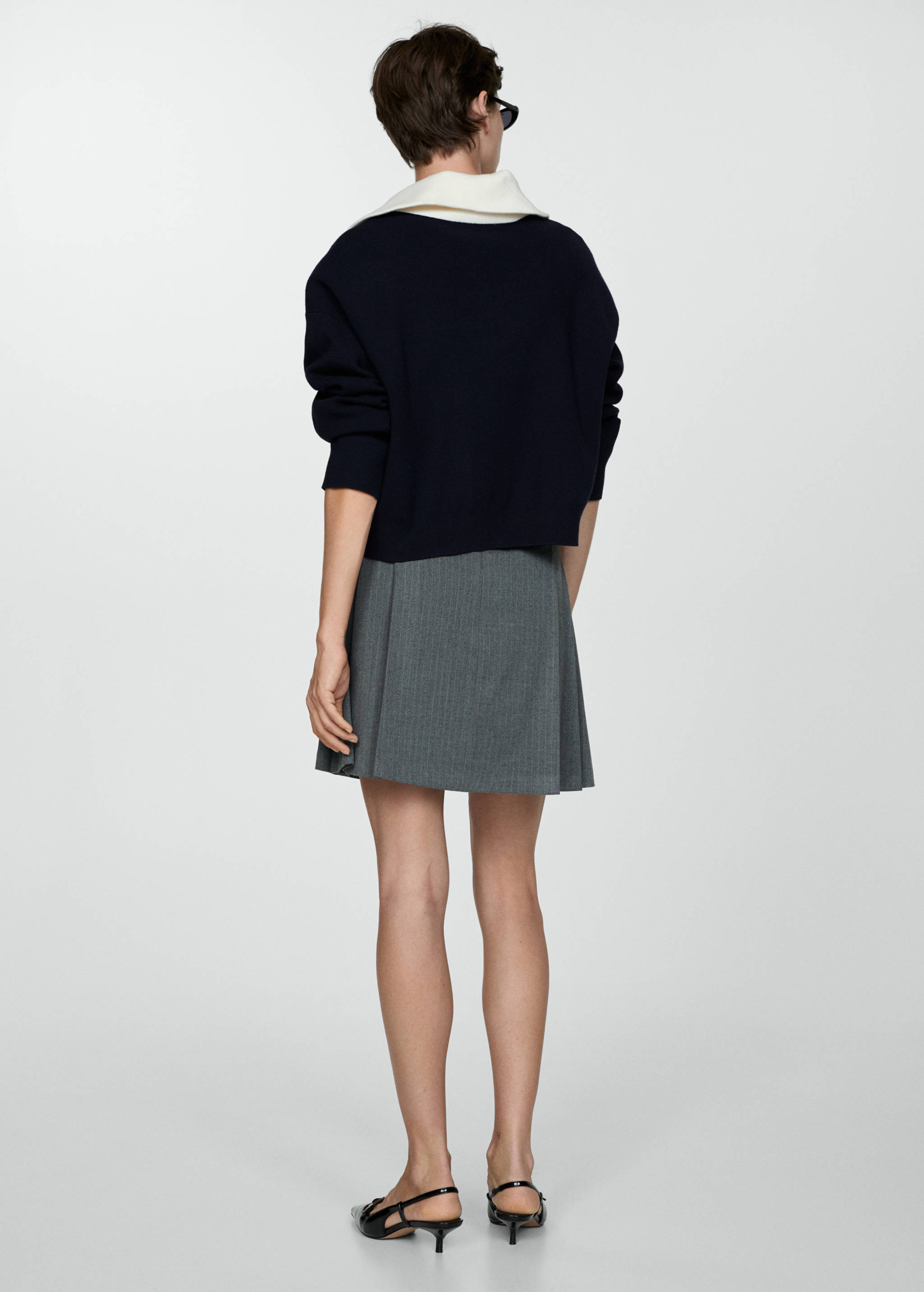 细条纹褶皱裙 - null