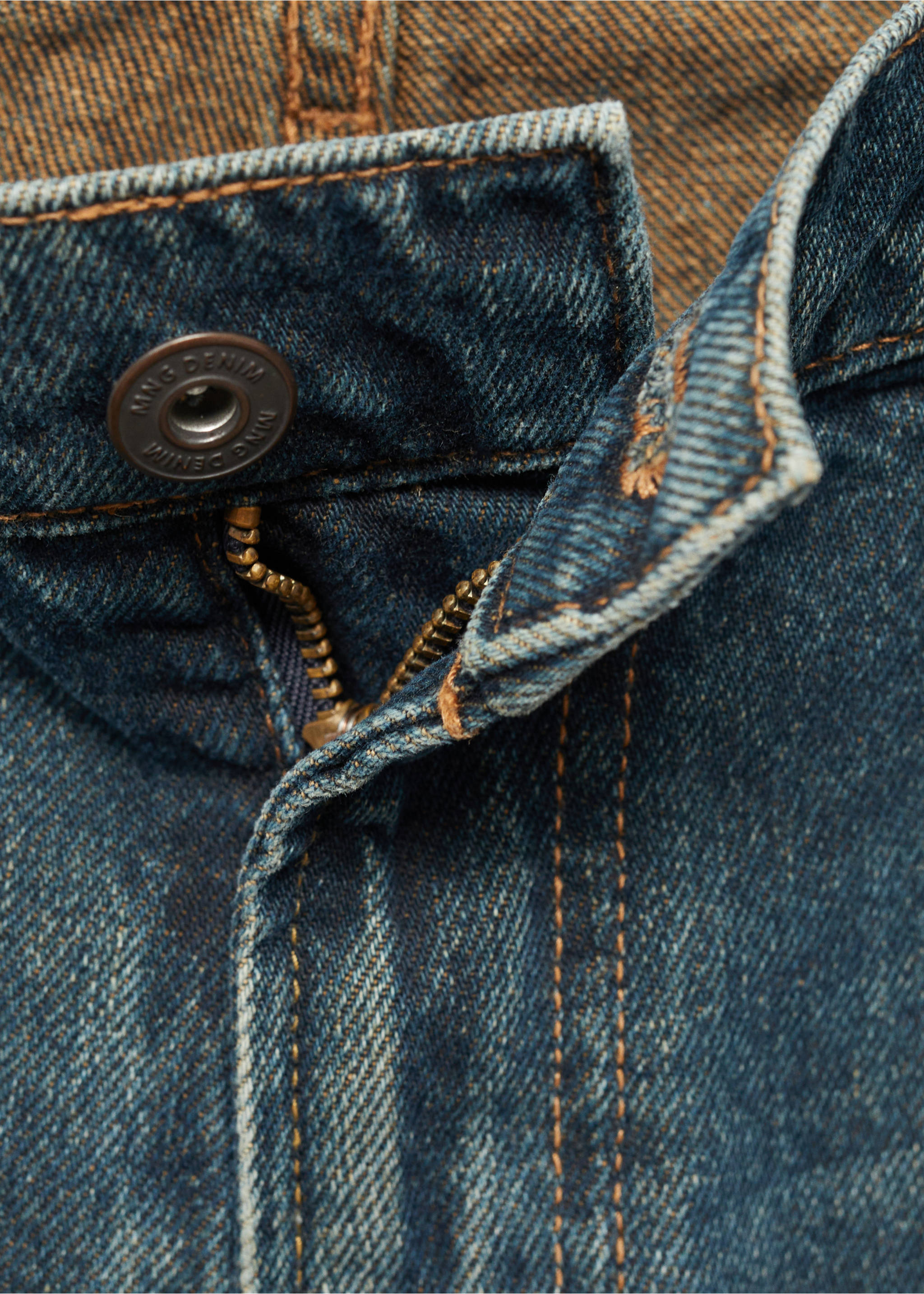 Jeans straight fit lavado oscuro desgastado - Detalle del artículo 8, Verde menta. Ref: 77065149-00.