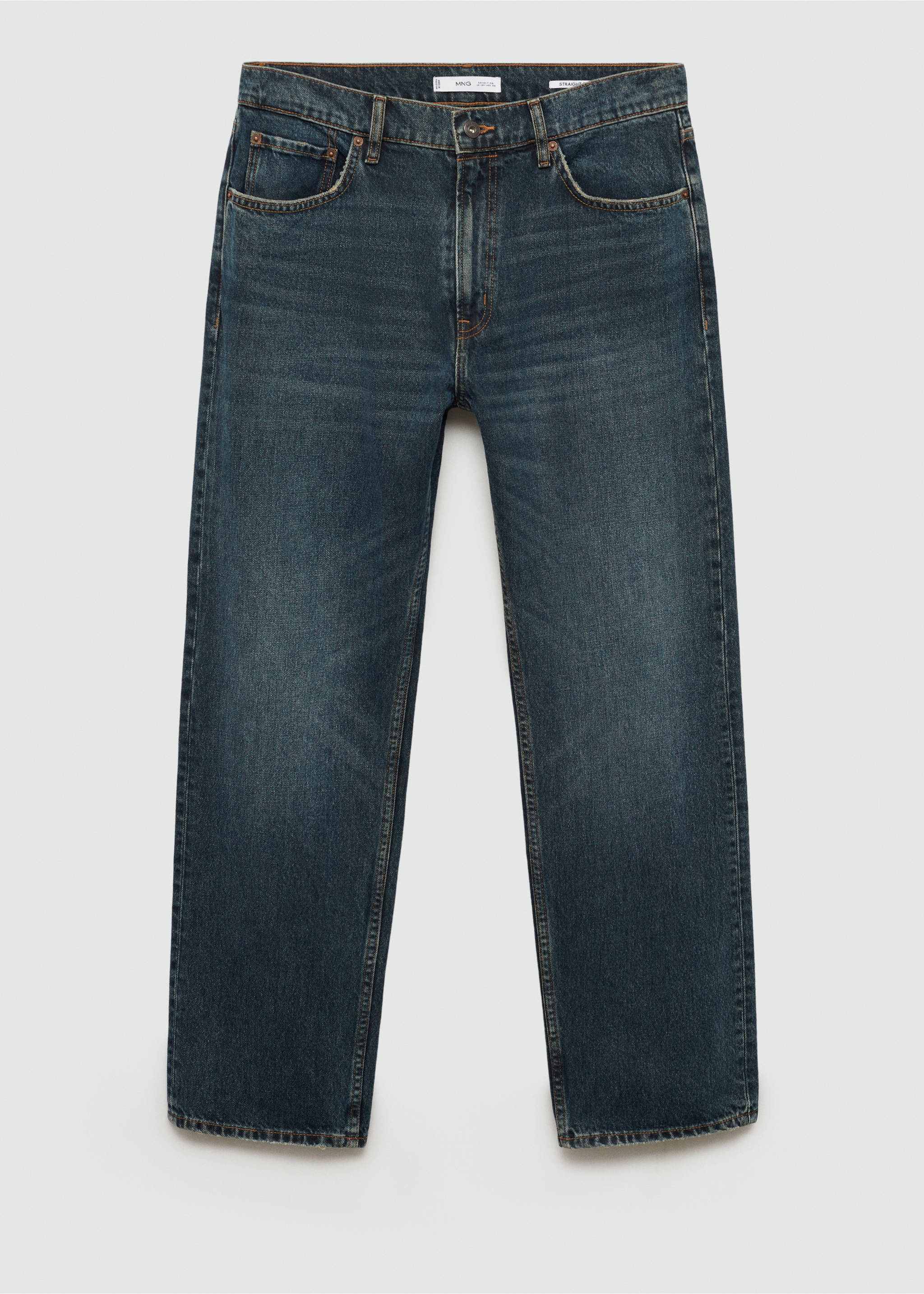 Jeans straight fit lavado oscuro desgastado - Artículo sin modelo, Verde menta. Ref: 77065149-00.