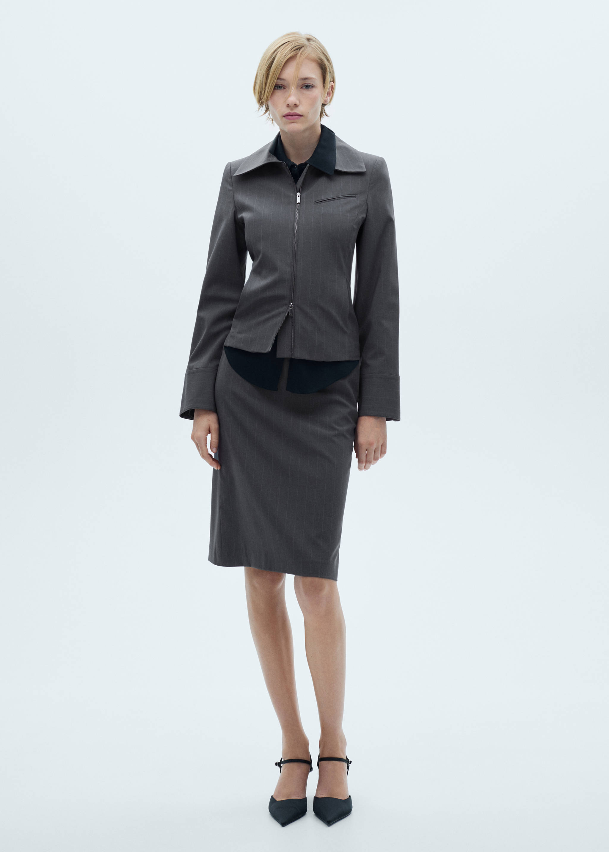 Veste rayures double fermeture Éclair - Plan général