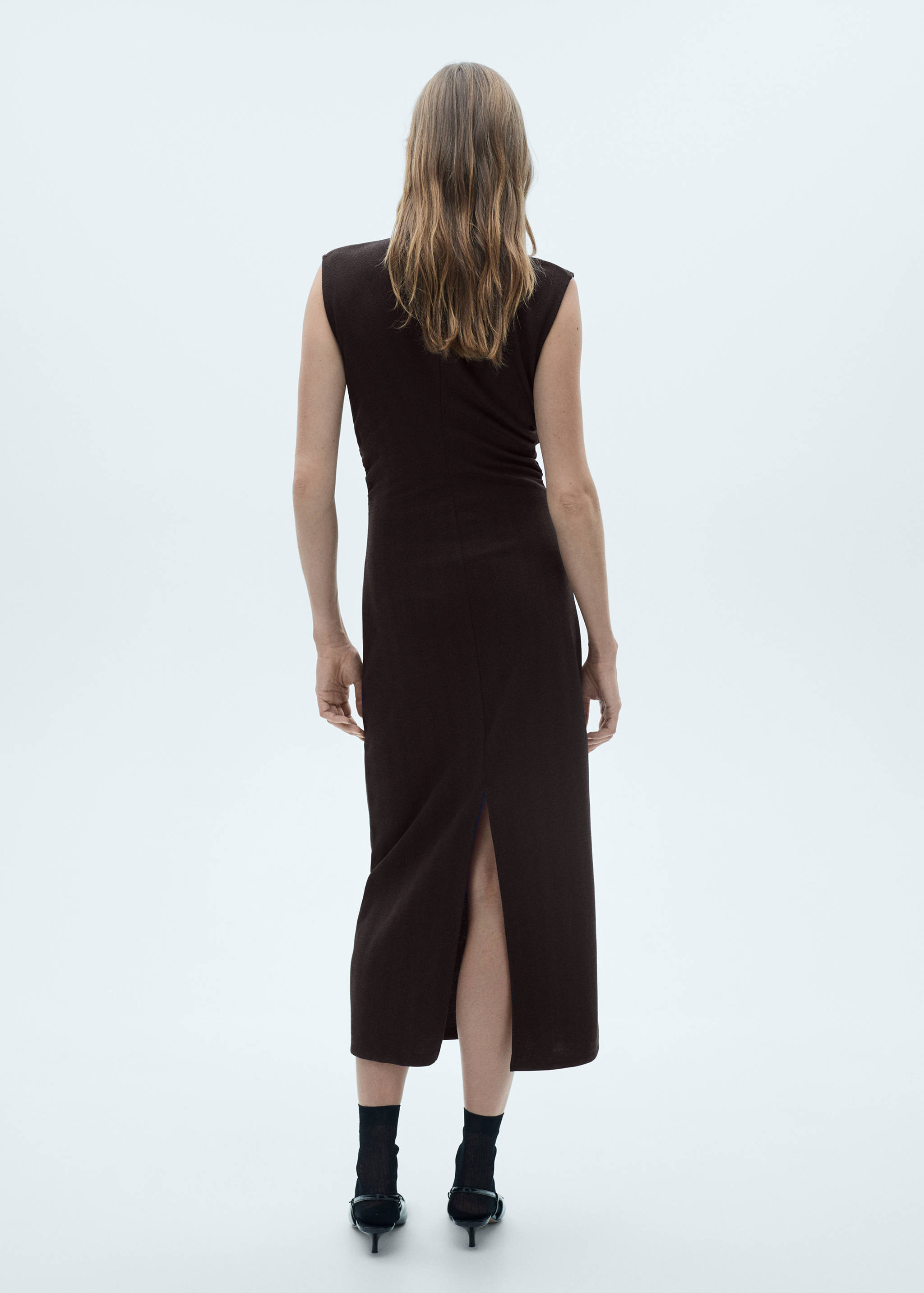 褶皱细节针织连衣裙 - null