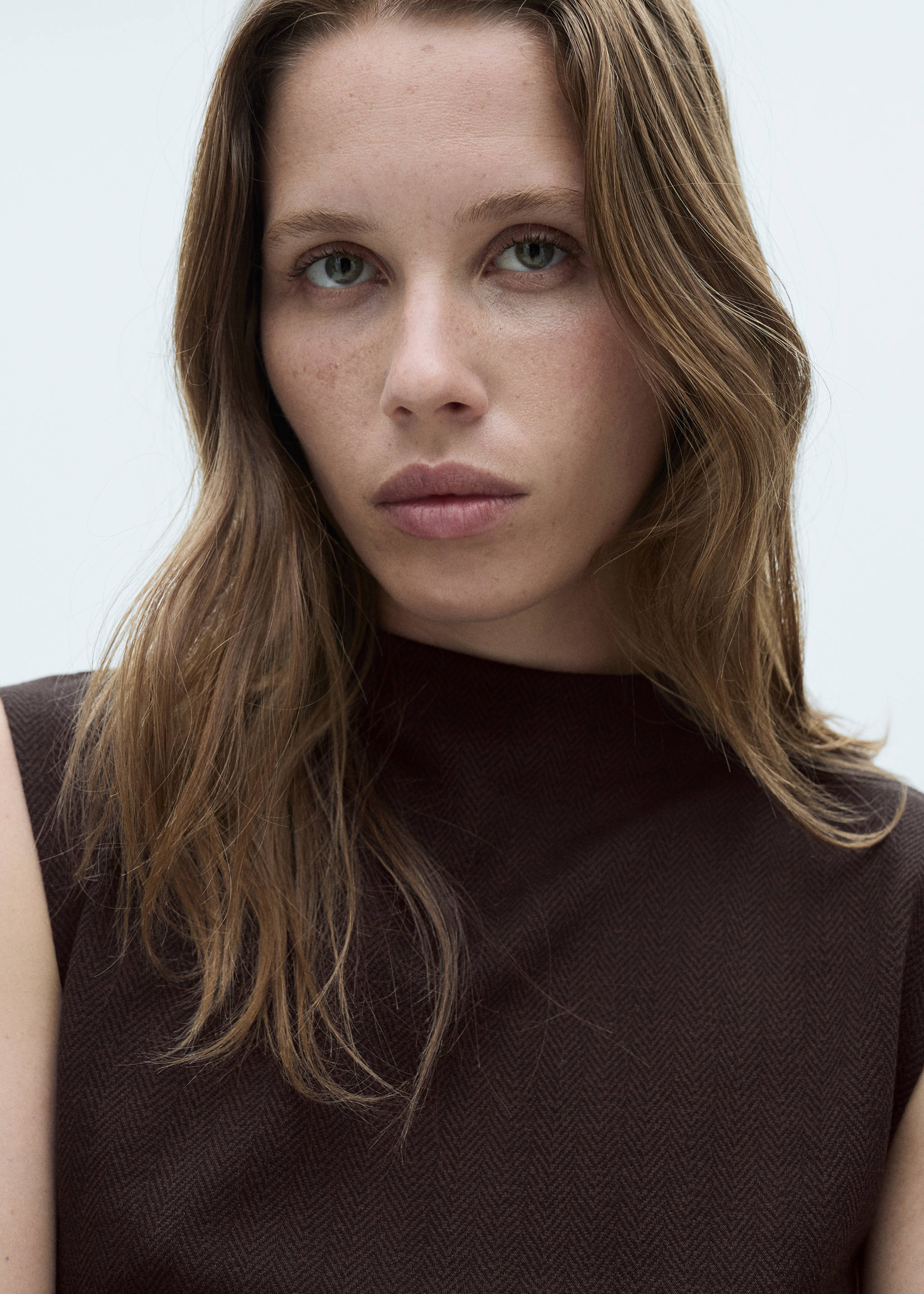 褶皱细节针织连衣裙 - null