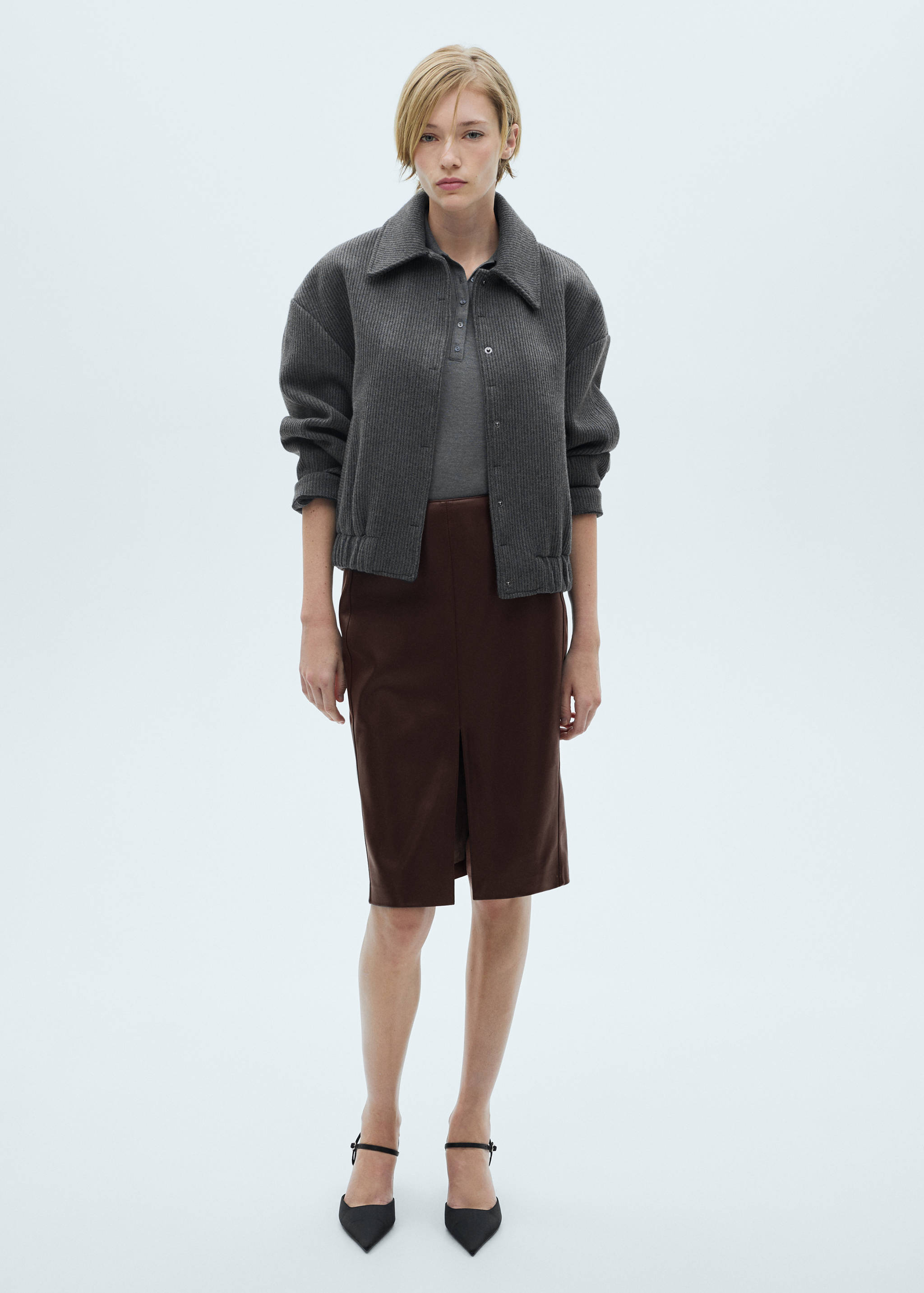 Leather-effect pencil skirt - General plane