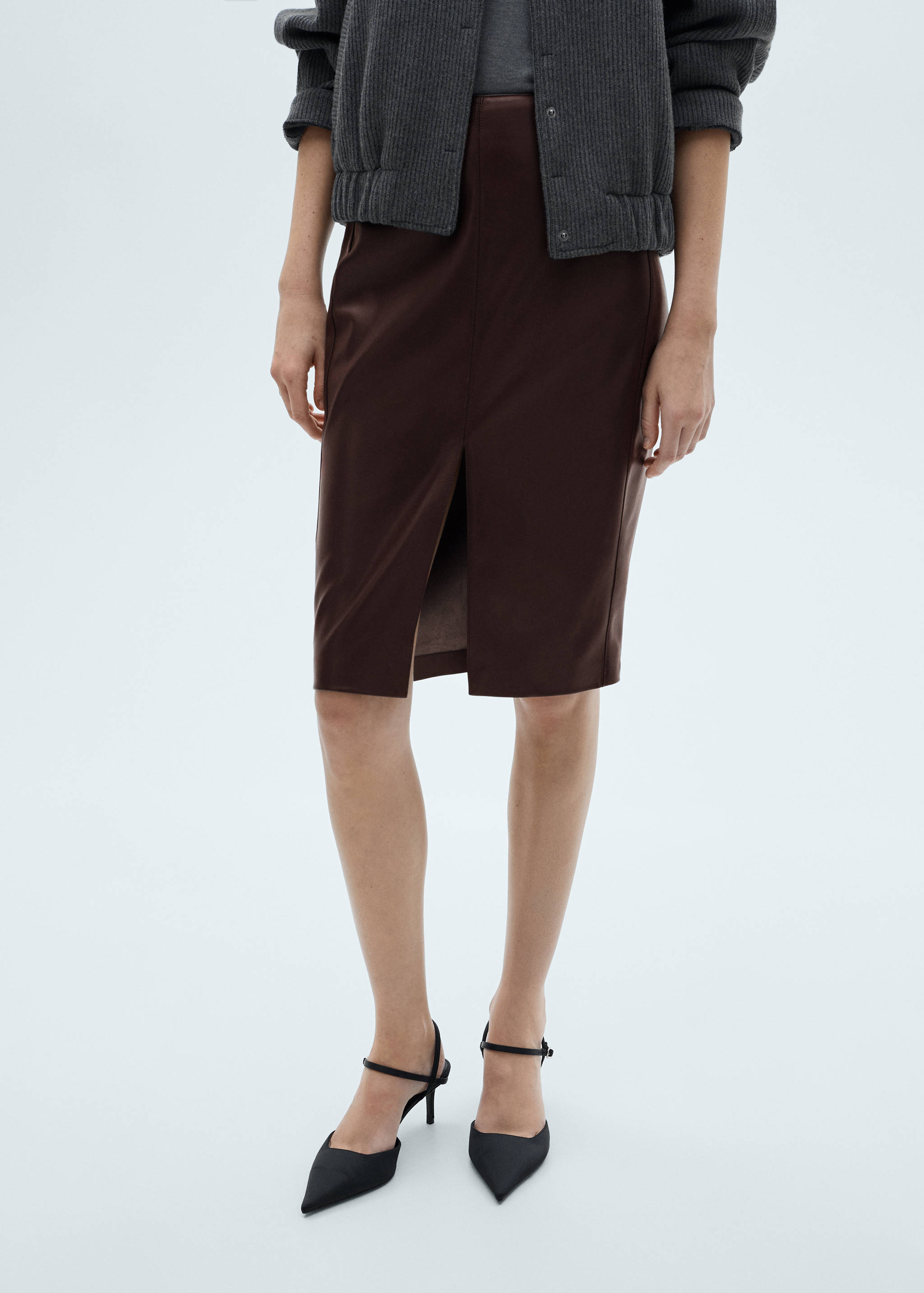 Leather-effect pencil skirt - Medium plane