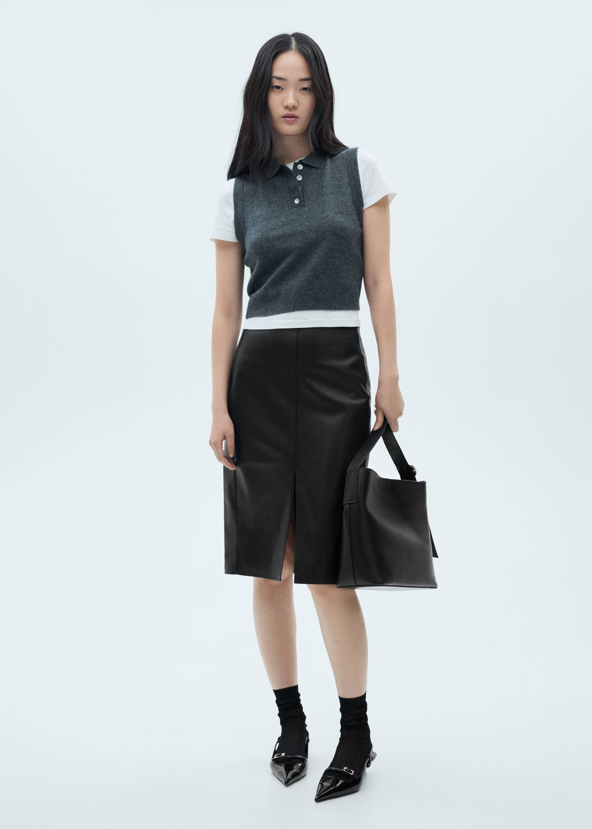 Leather-effect pencil skirt - General plane