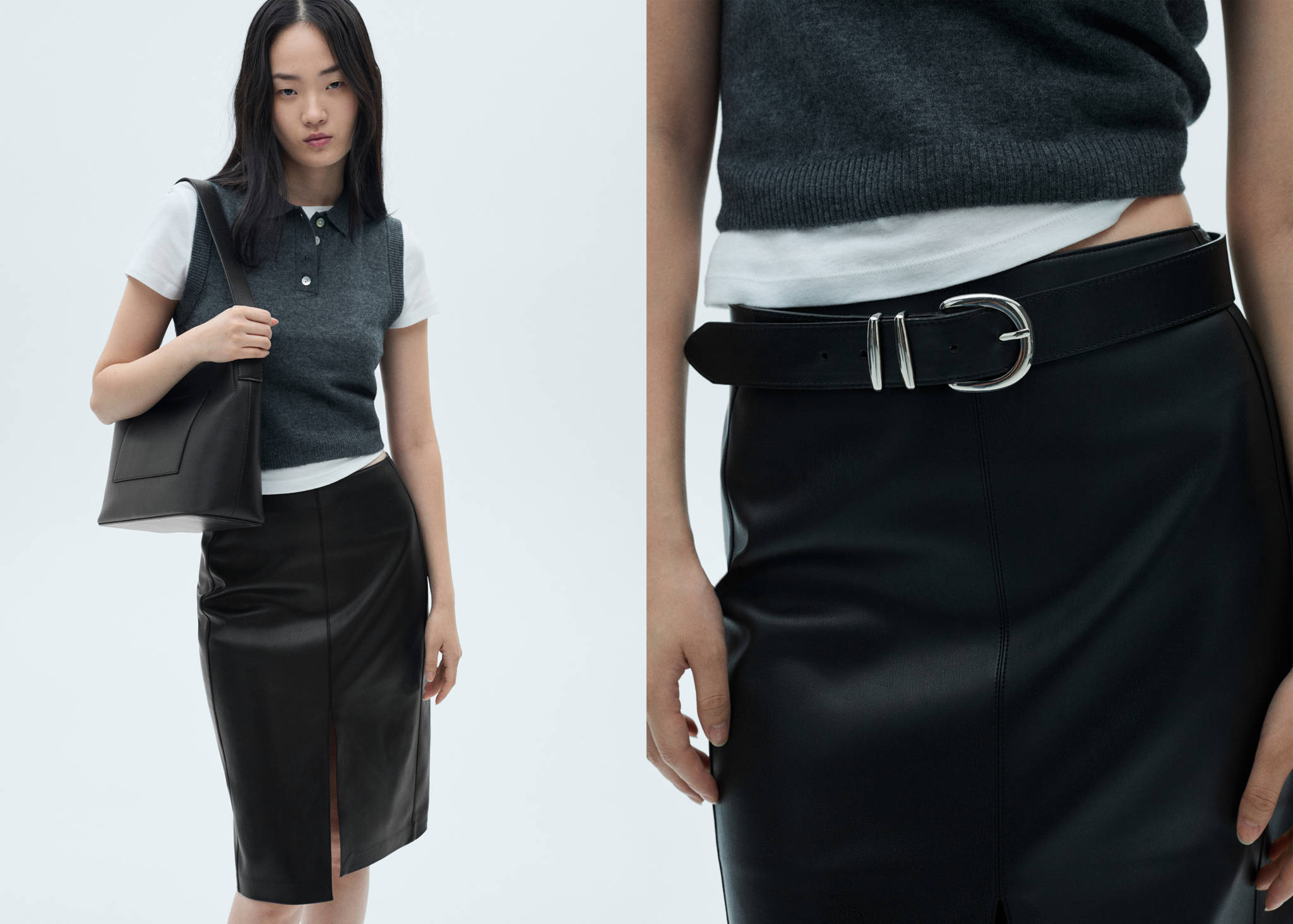 Leather-effect pencil skirt - Panoramic plane