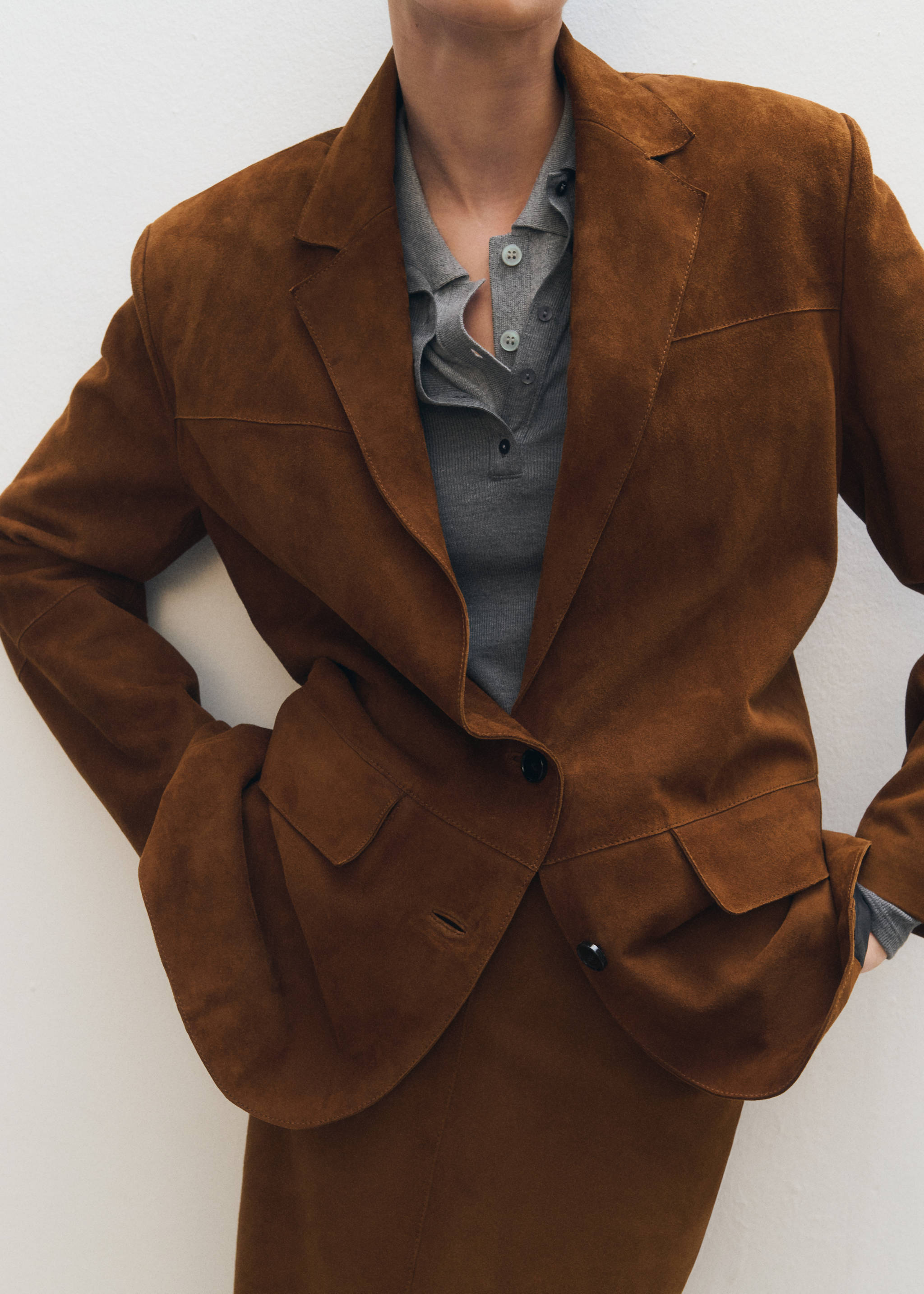 Suede leather blazer - Details of the article 7