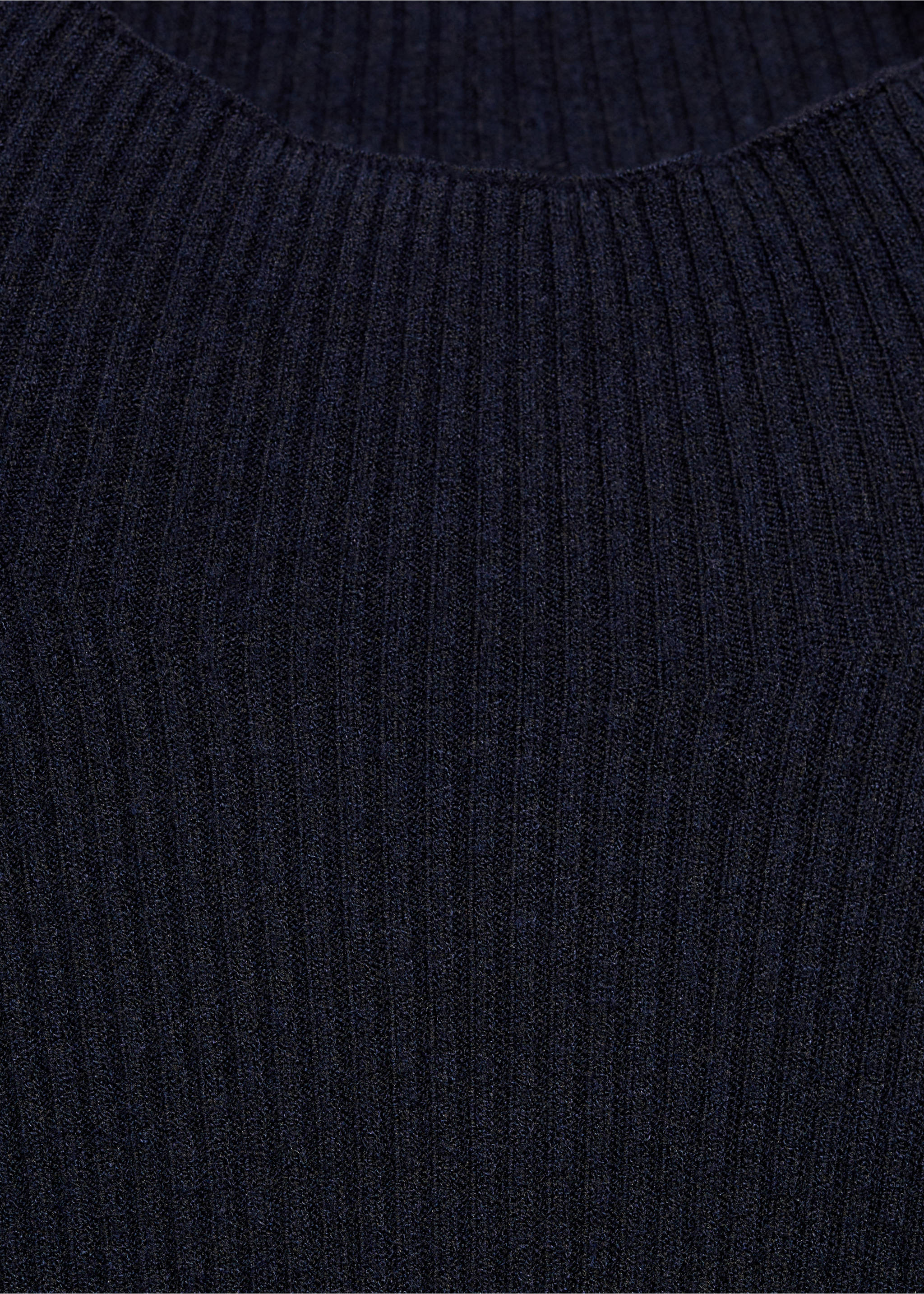 Knitted dress with contrasting trims - Details of the article 8, Dark Navy. Ref: 77065658-00.