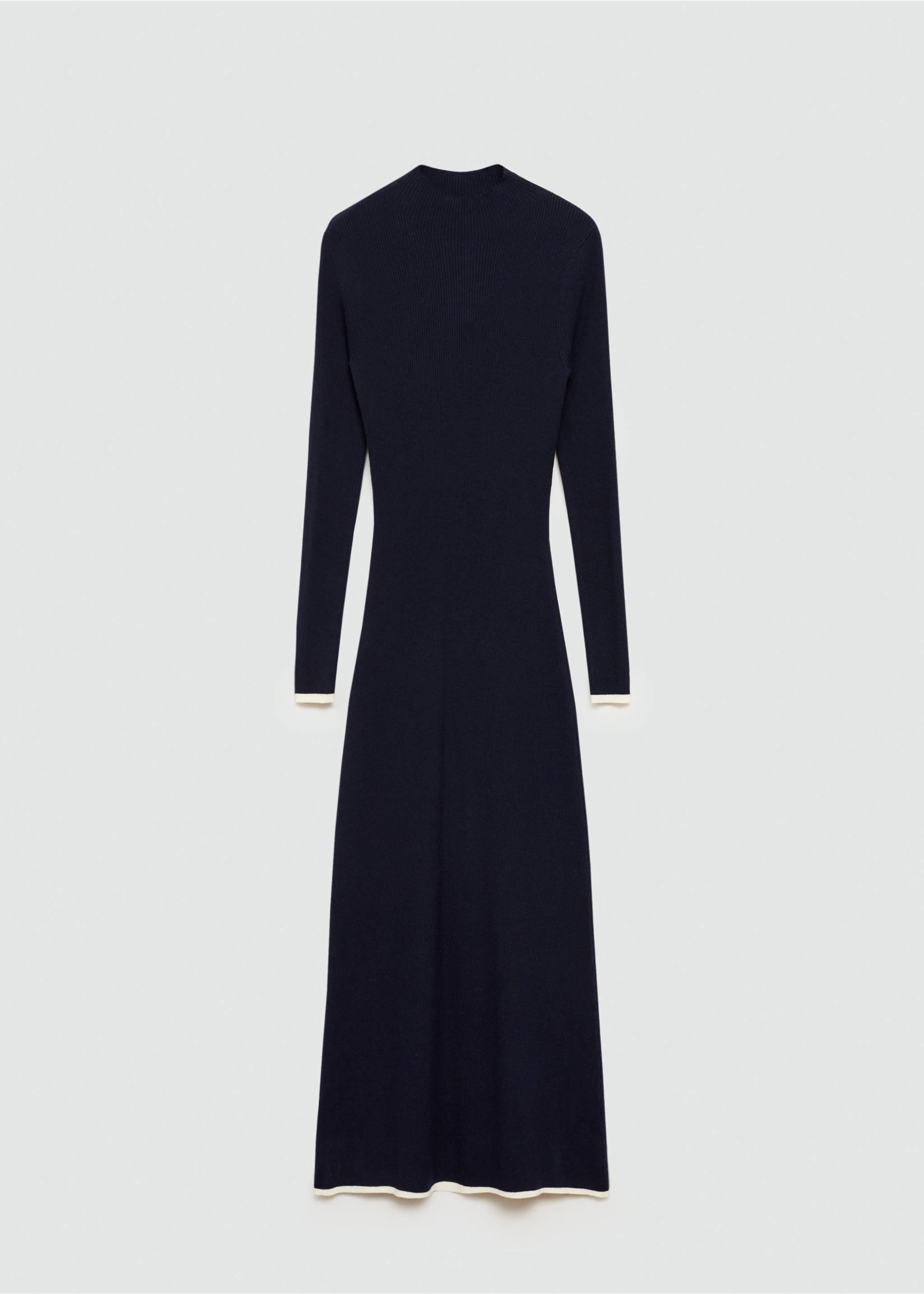 Knitted dress with contrasting trims - Article without model, Dark Navy. Ref: 77065658-00.